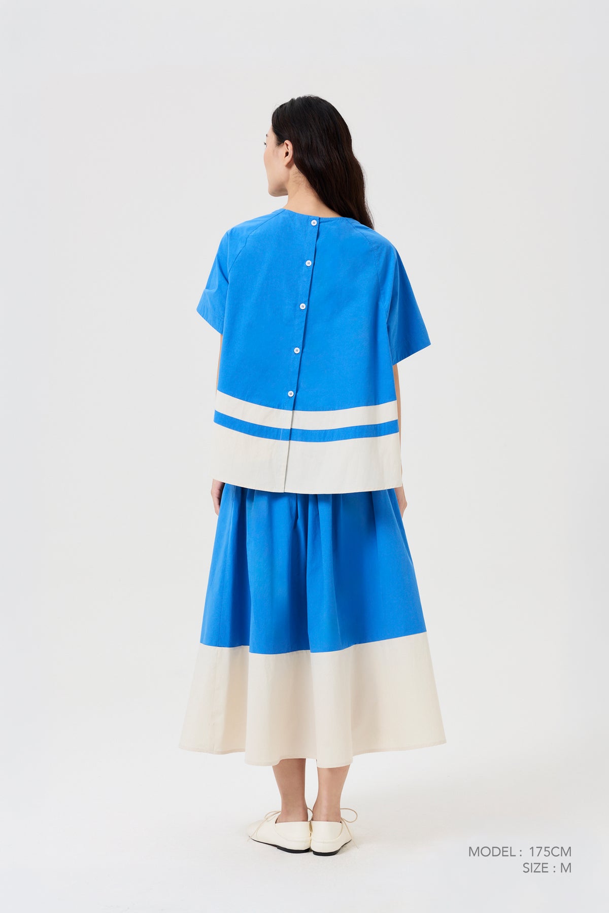Raglan Colourblock Blouse - Cobalt