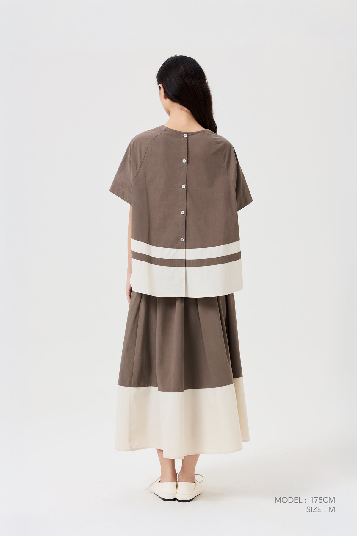 Raglan Colourblock Blouse - Cocoa