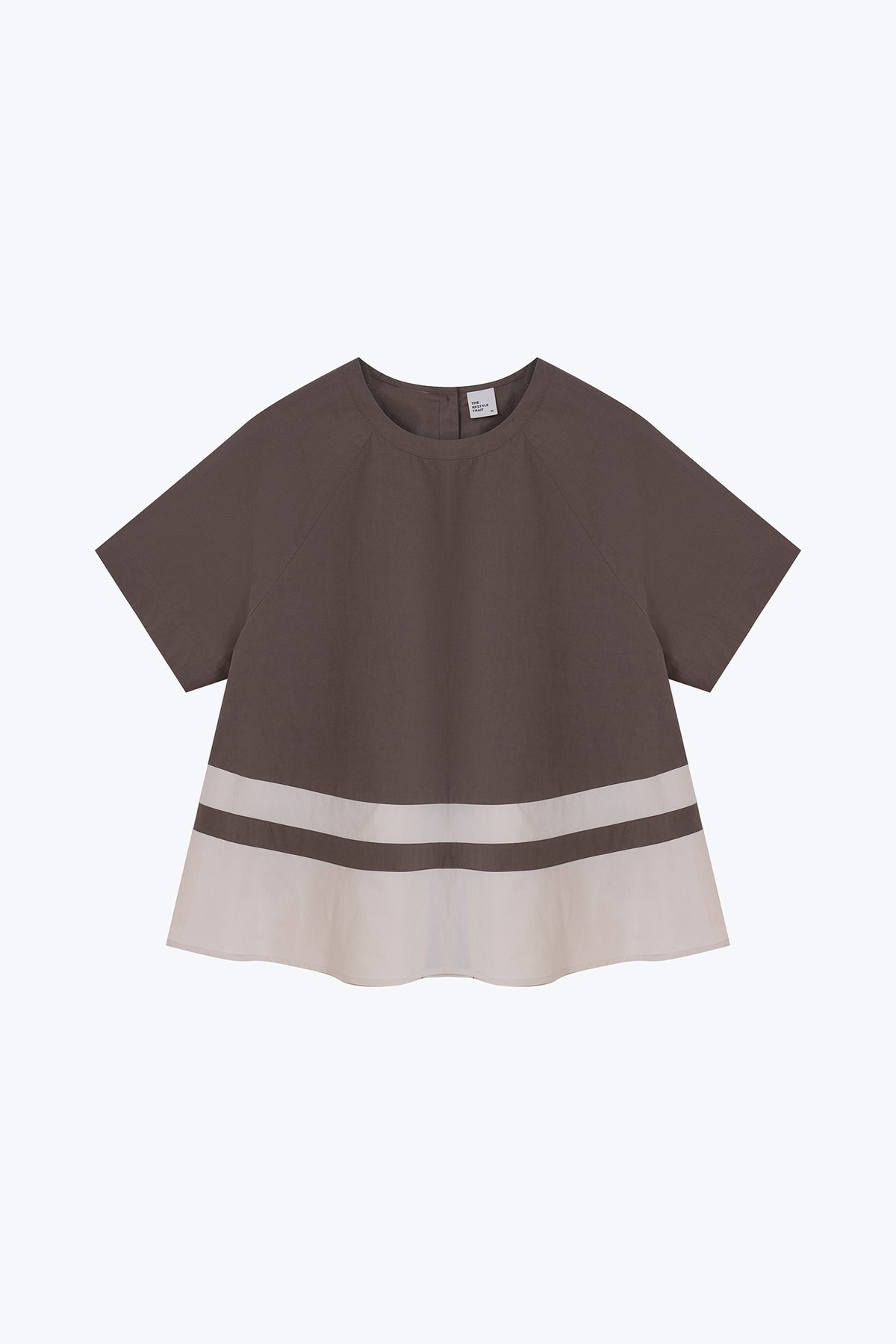 Raglan Colourblock Blouse - Cocoa