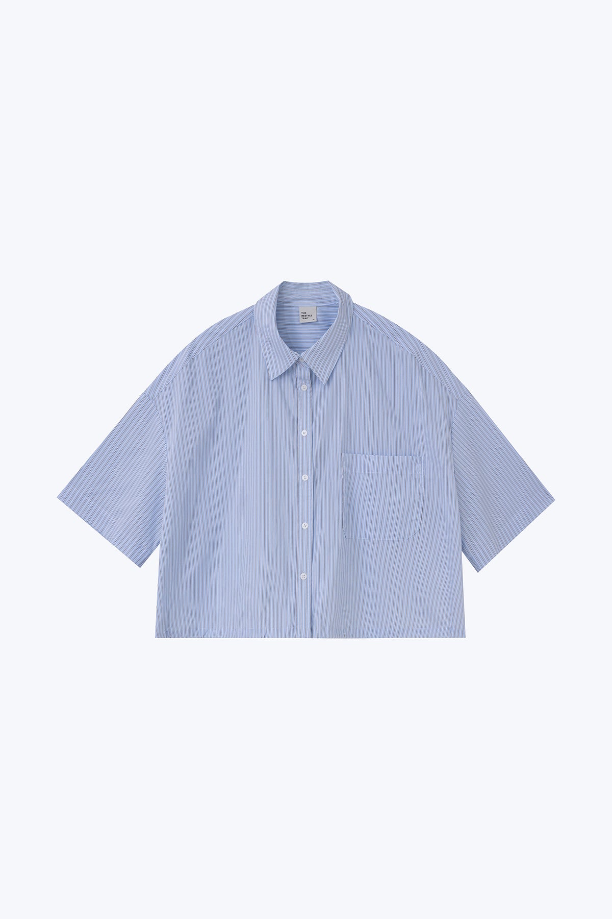 Boxy Striped Blouse - Sky Blue Stripes