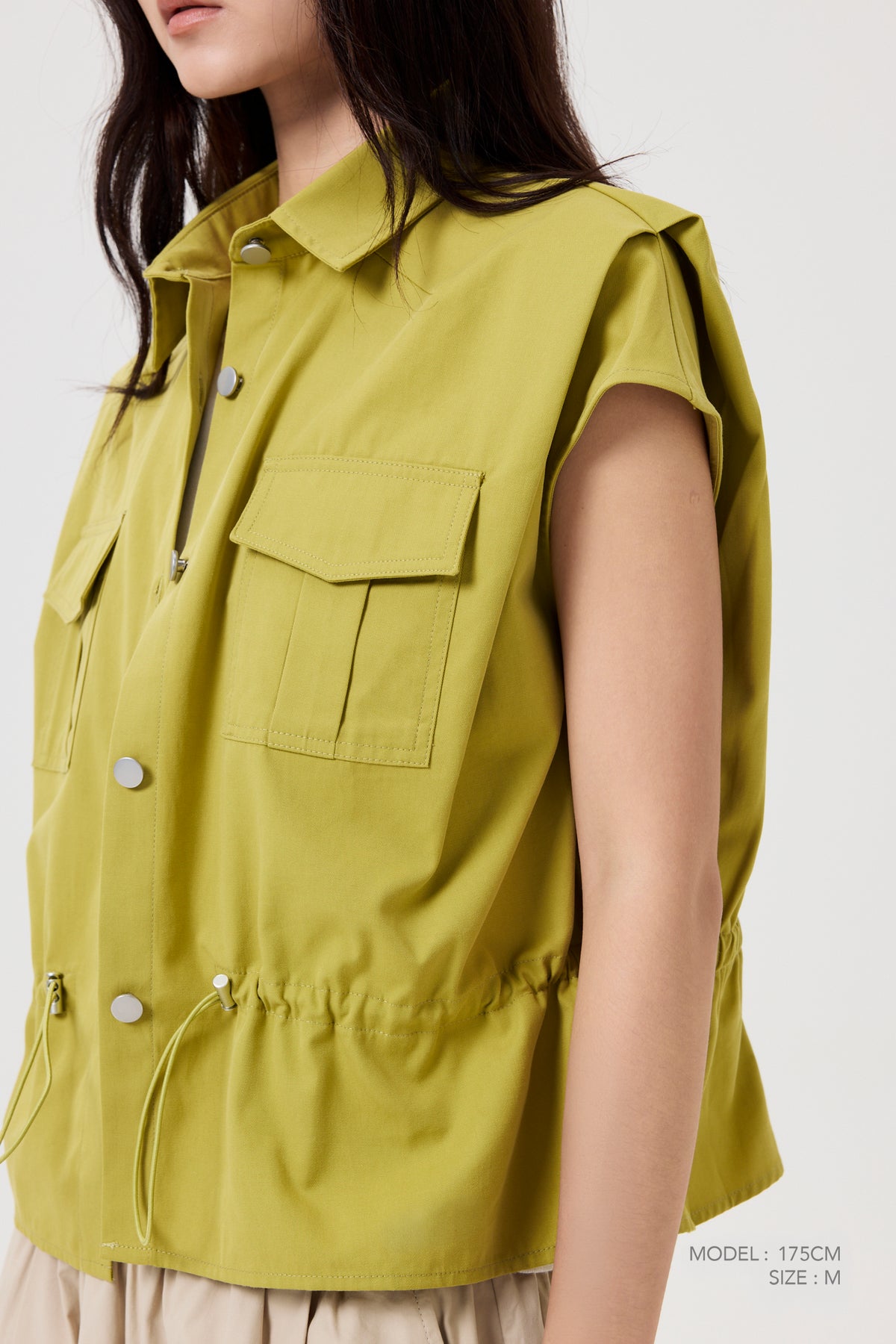Drawcord Blouse - Olive