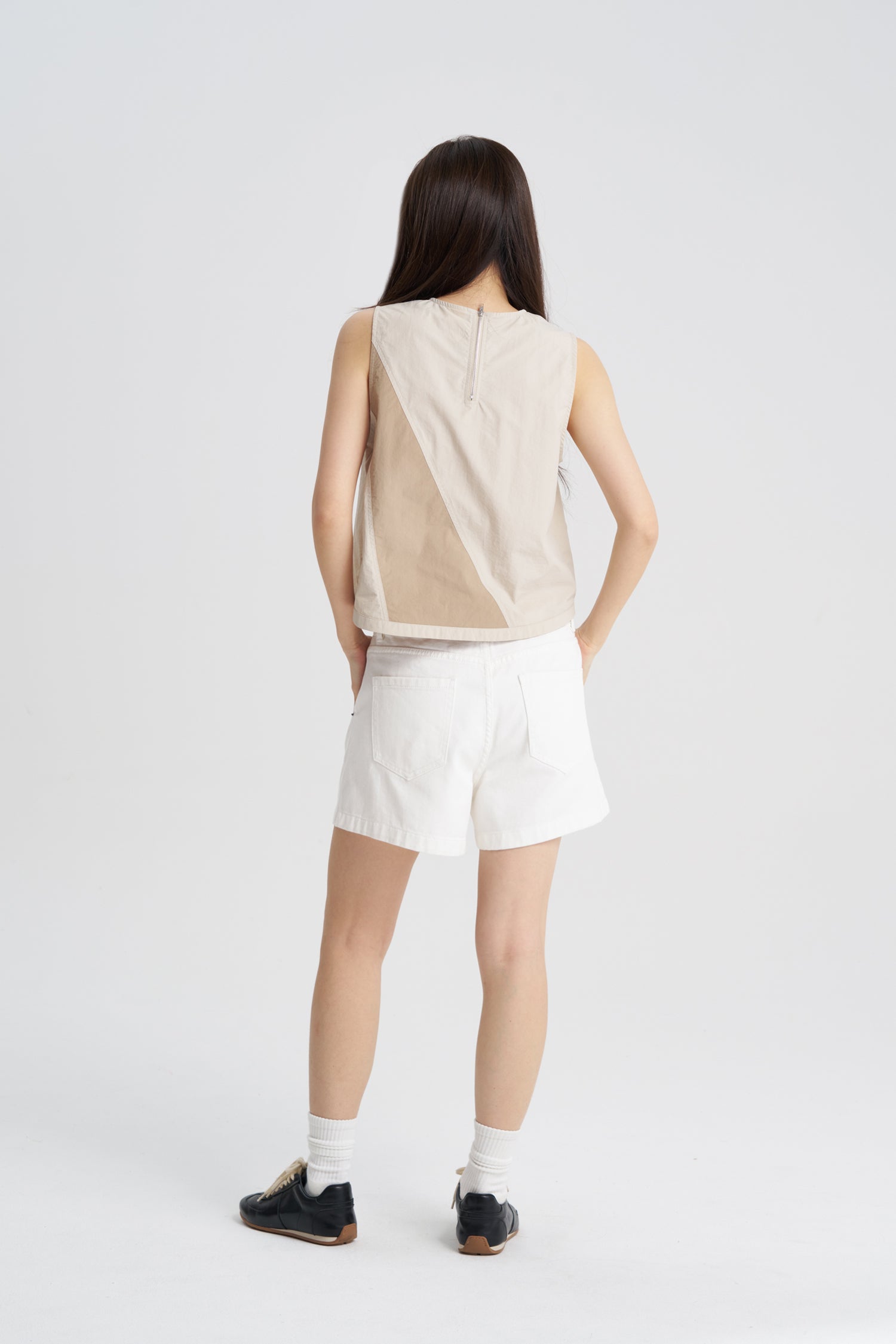 Sleeveless Panel Blouse - Sand