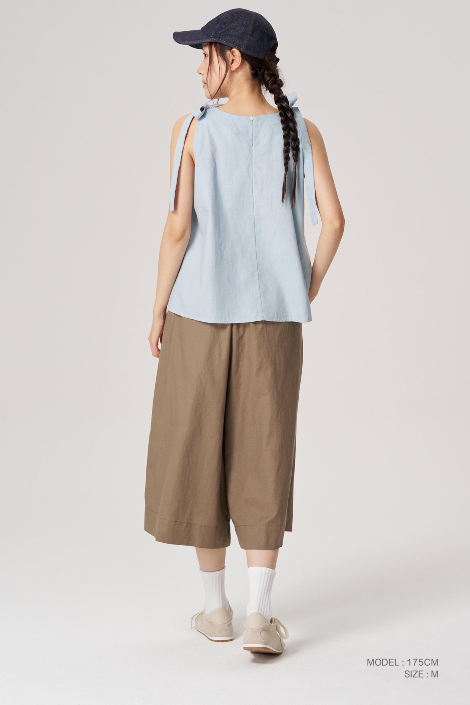 Striped Sleeveless Blouse - Dusty Blue