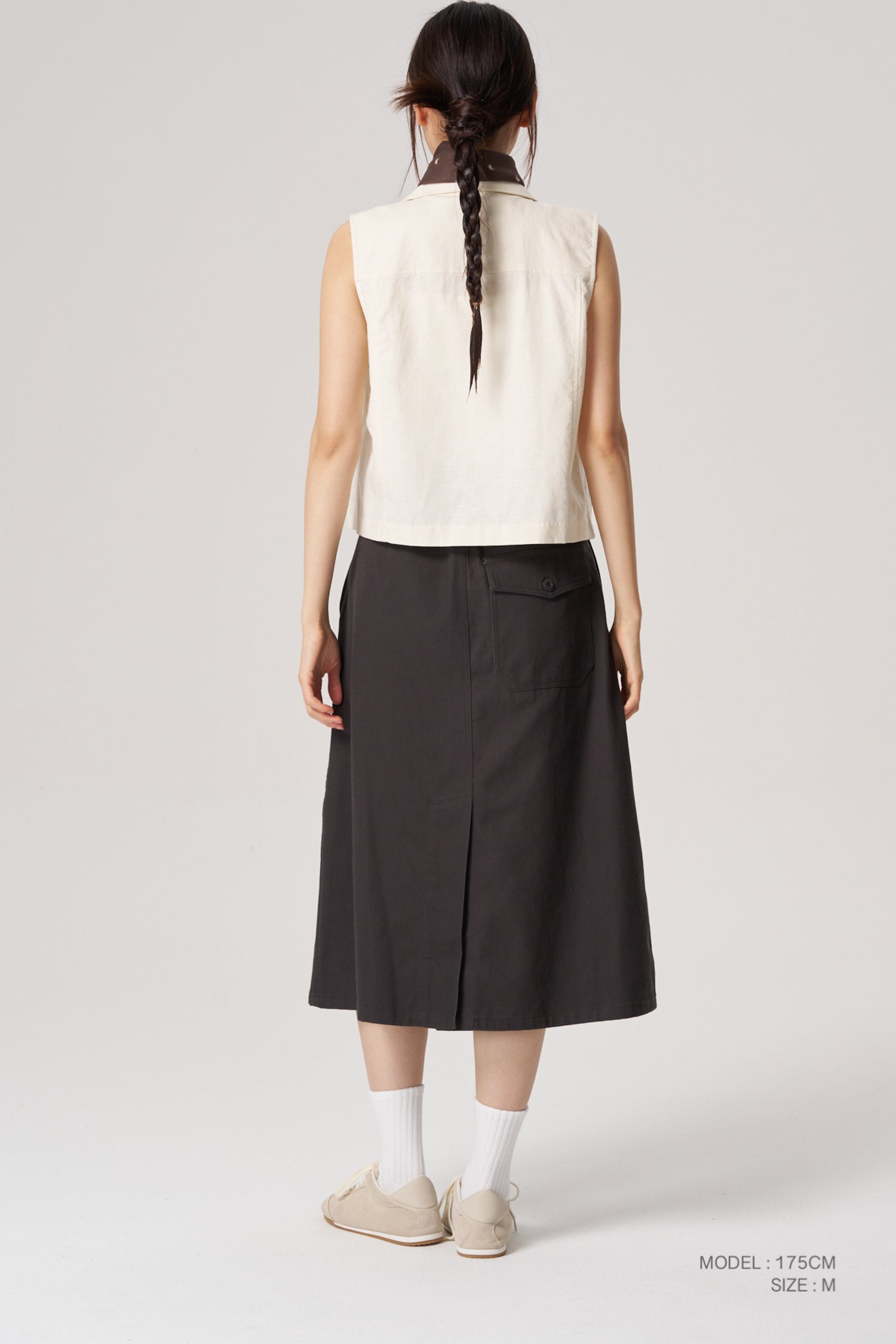 Panelled Sleeveless Blouse - Ecru