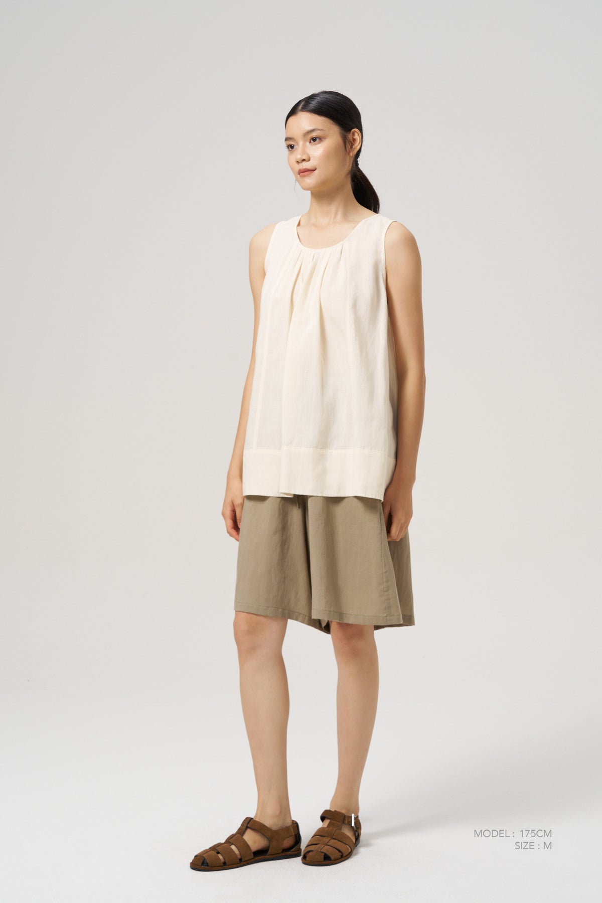 Front Pleats Blouse - Beige