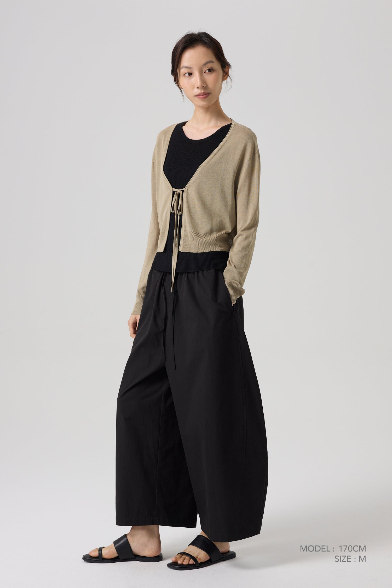 Front Bow Cardigan - Khaki Brown