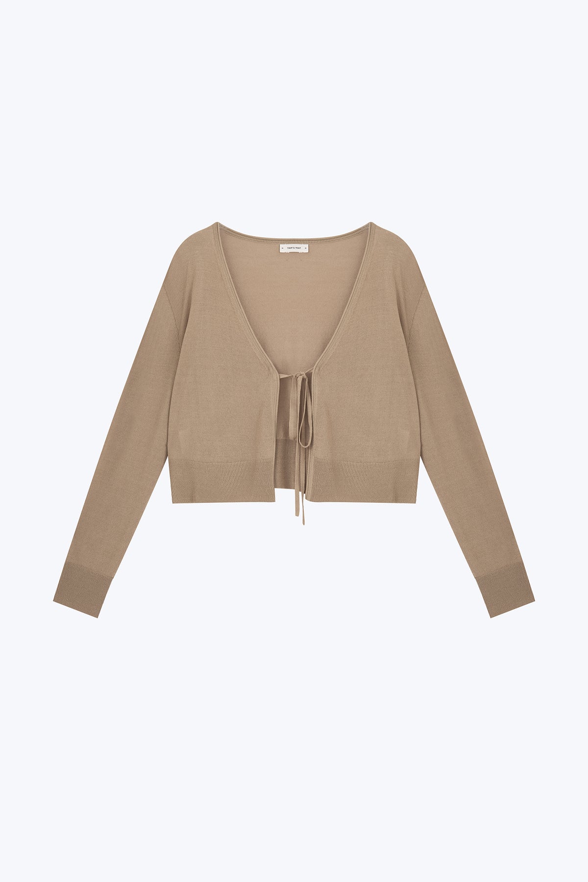 Front Bow Cardigan - Khaki Brown