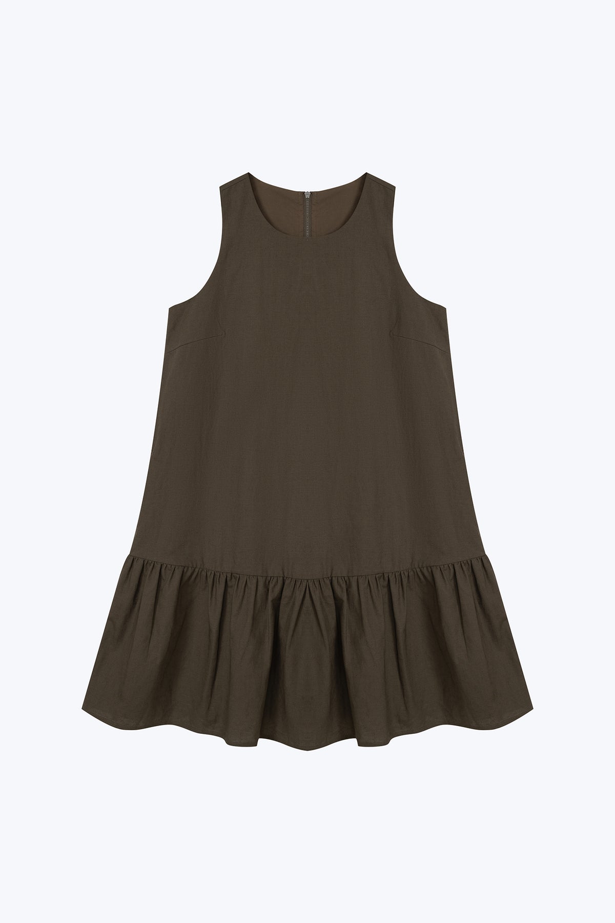 Ruffle Hem Sleeveless Dress - Army Green