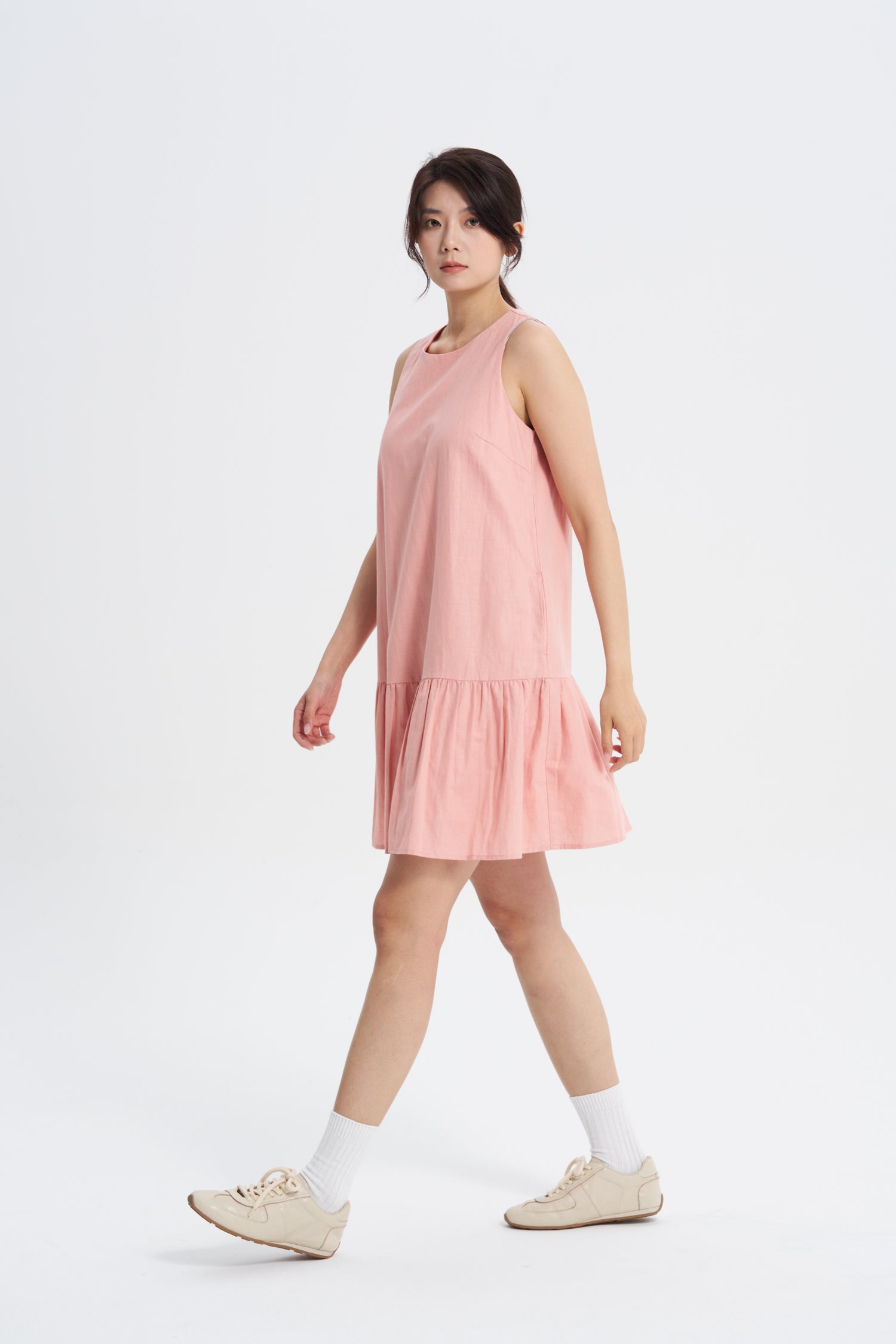 Ruffle Hem Sleeveless Dress - Blush