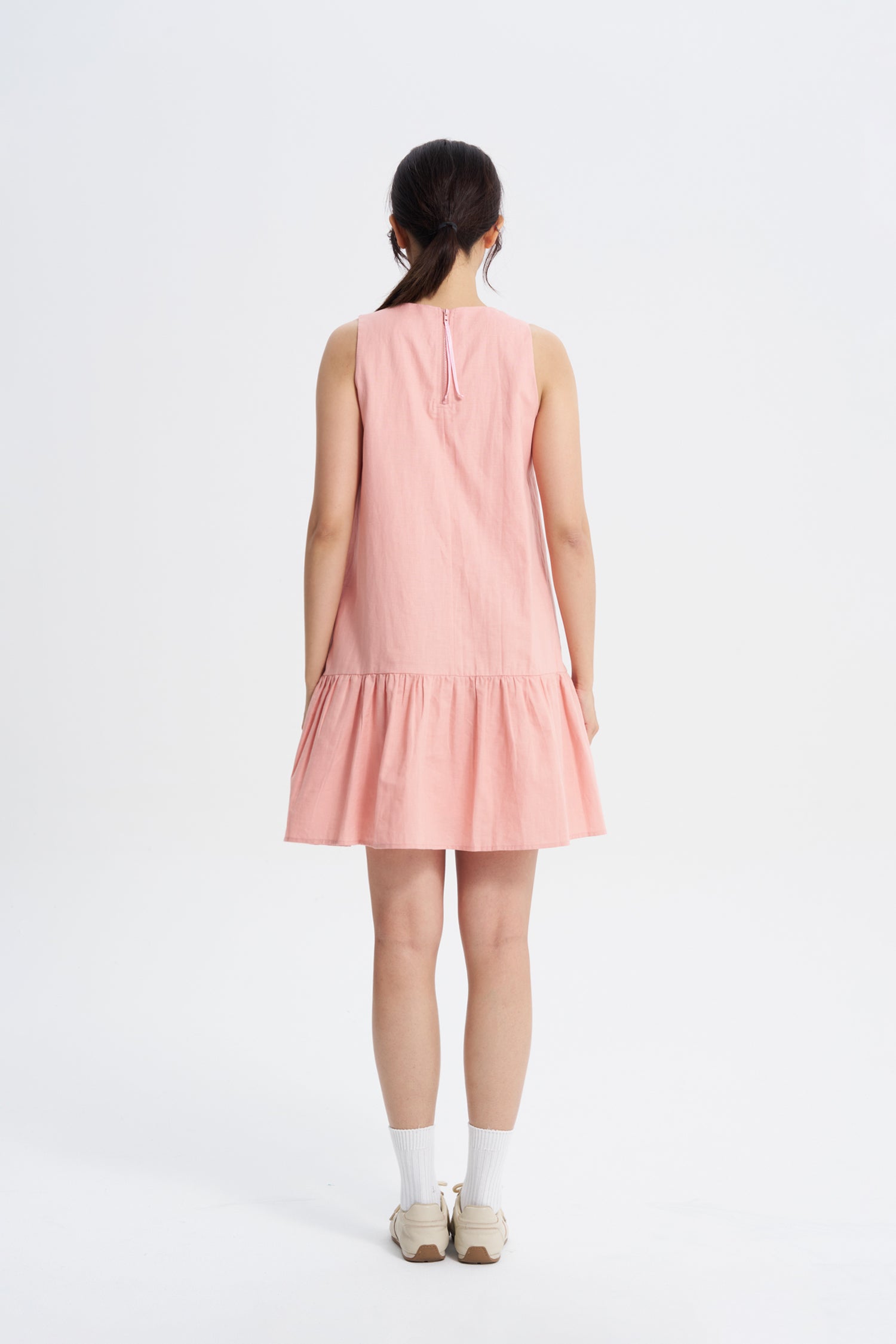 Ruffle Hem Sleeveless Dress - Blush