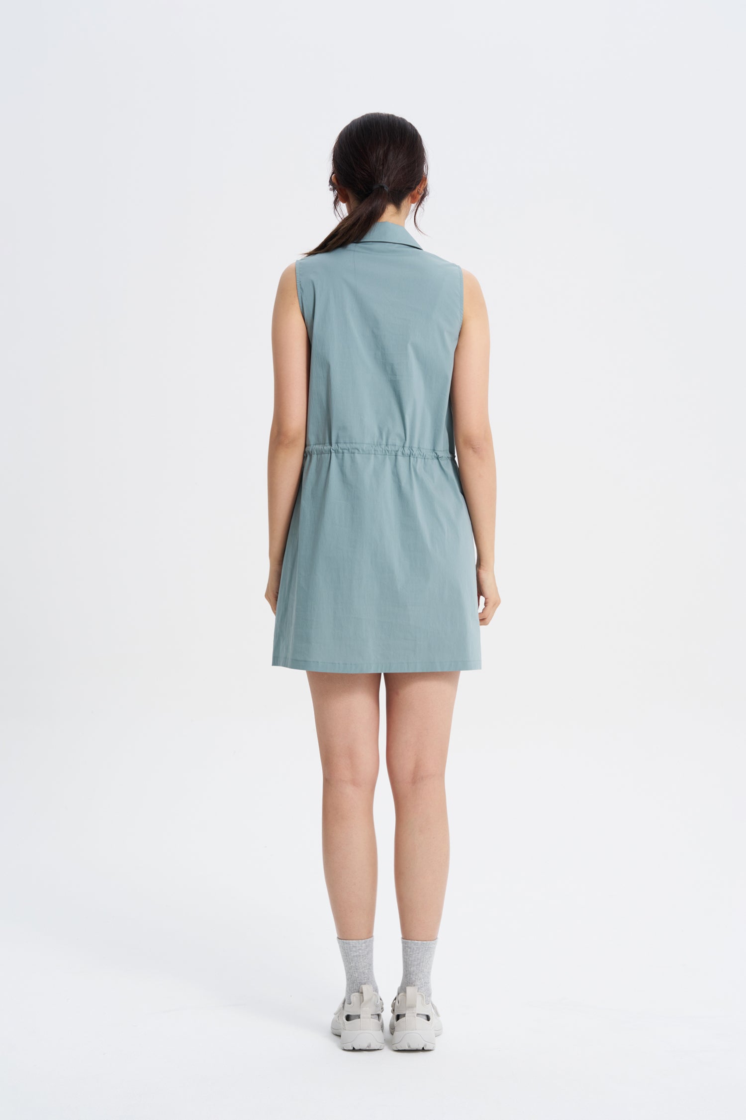 Collared Cargo Dress - Dusty Blue