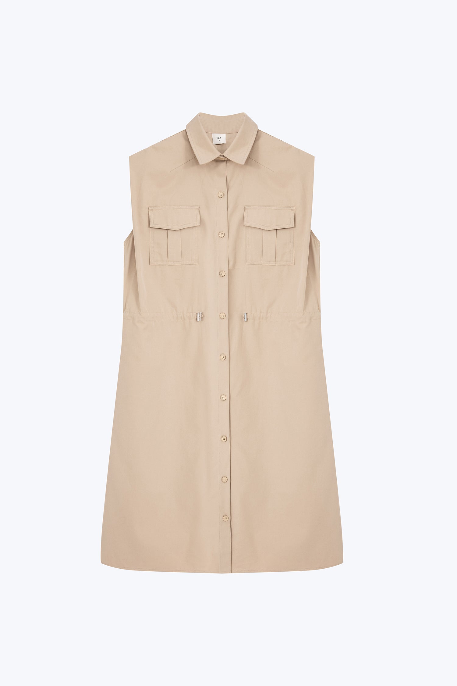 Roll-up Cuff Dress - Khaki