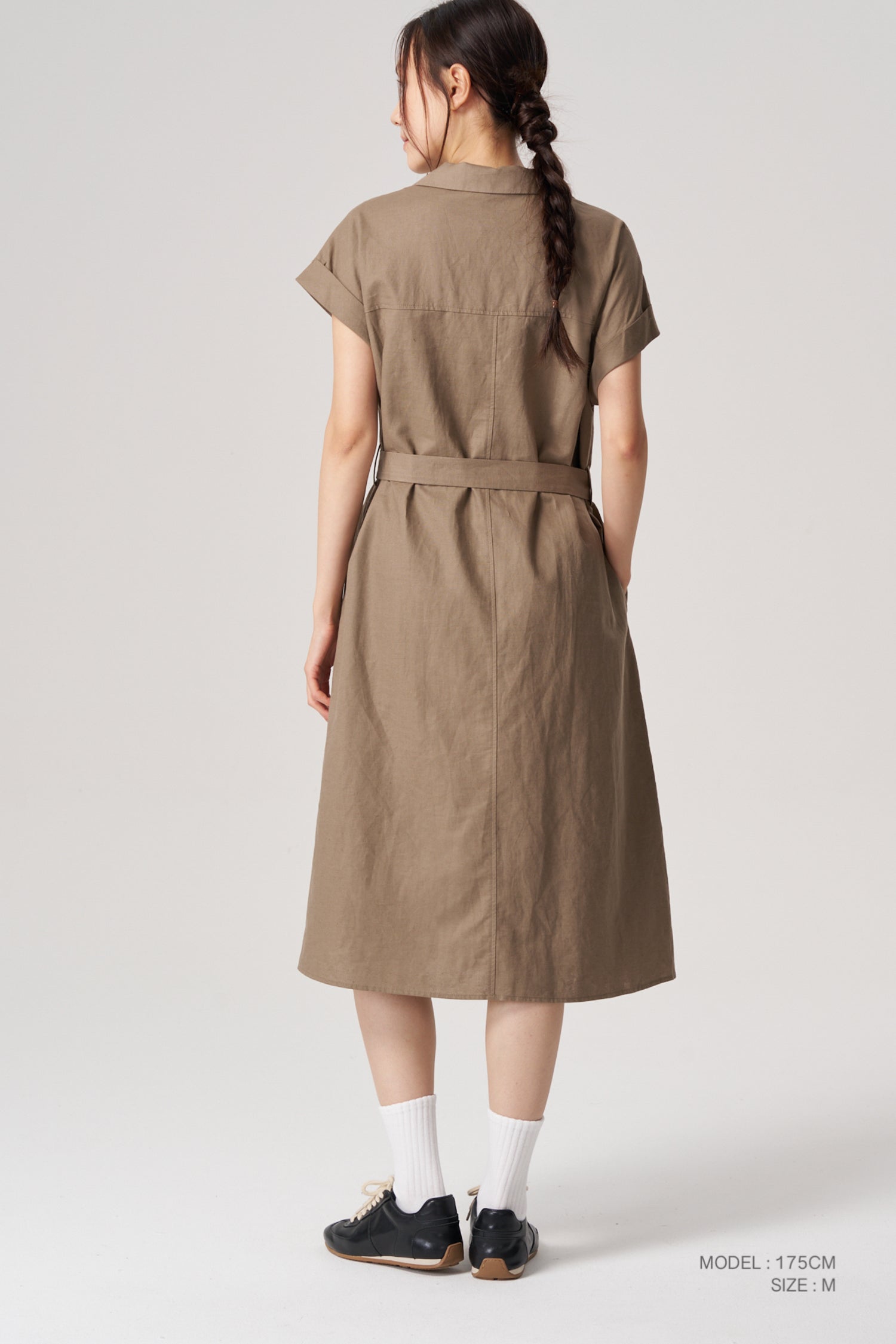 Sleeper Collar Dress - Khaki Brown