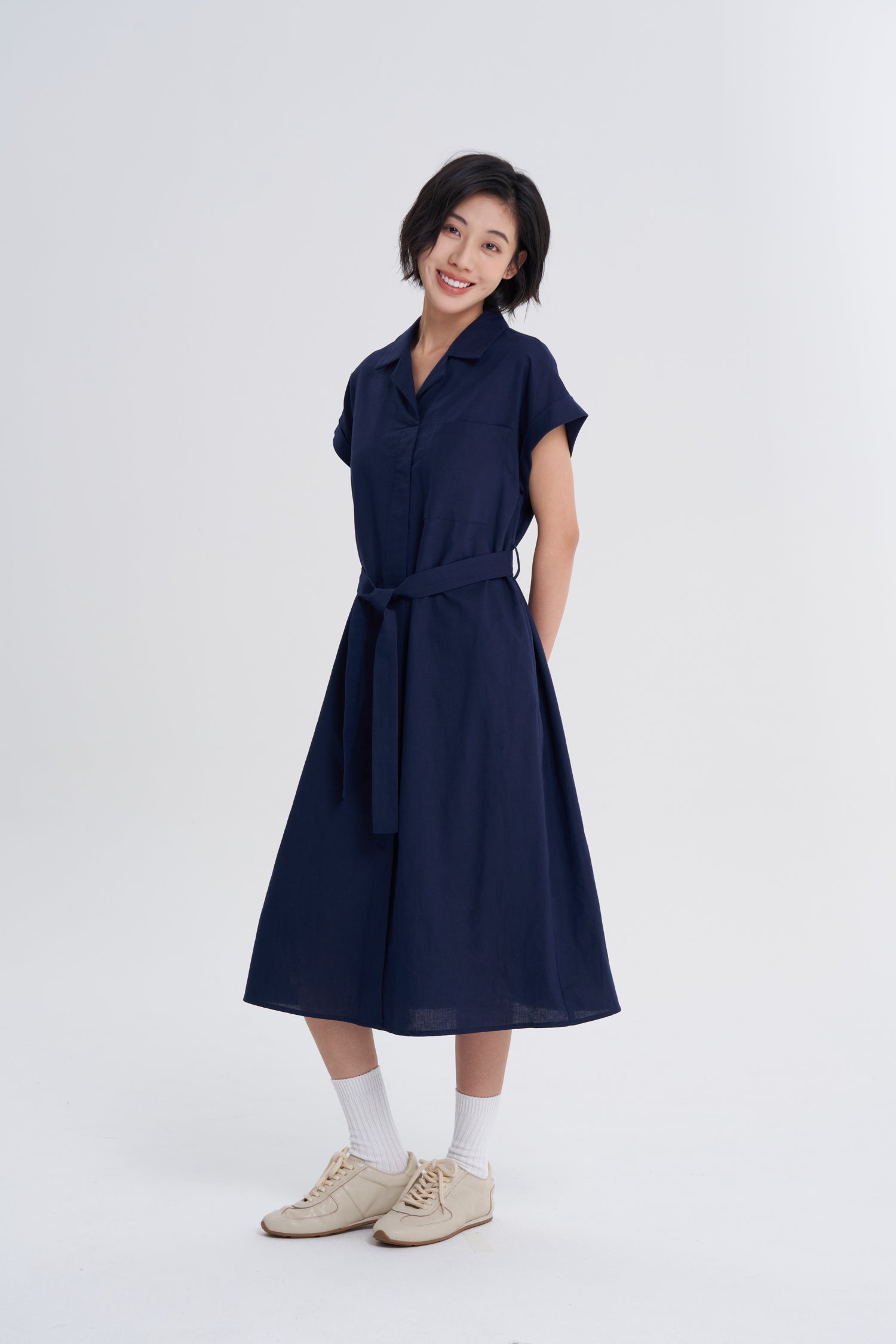 Sleeper Collar Dress - Navy