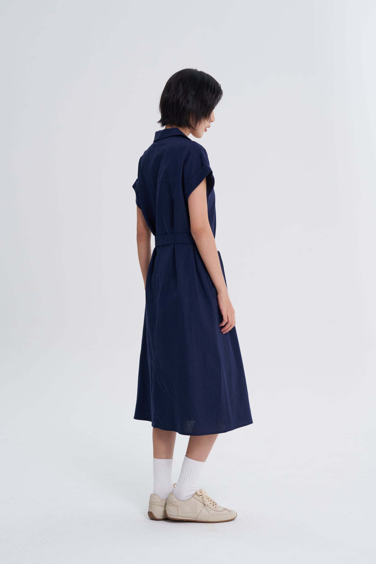 Sleeper Collar Dress - Navy