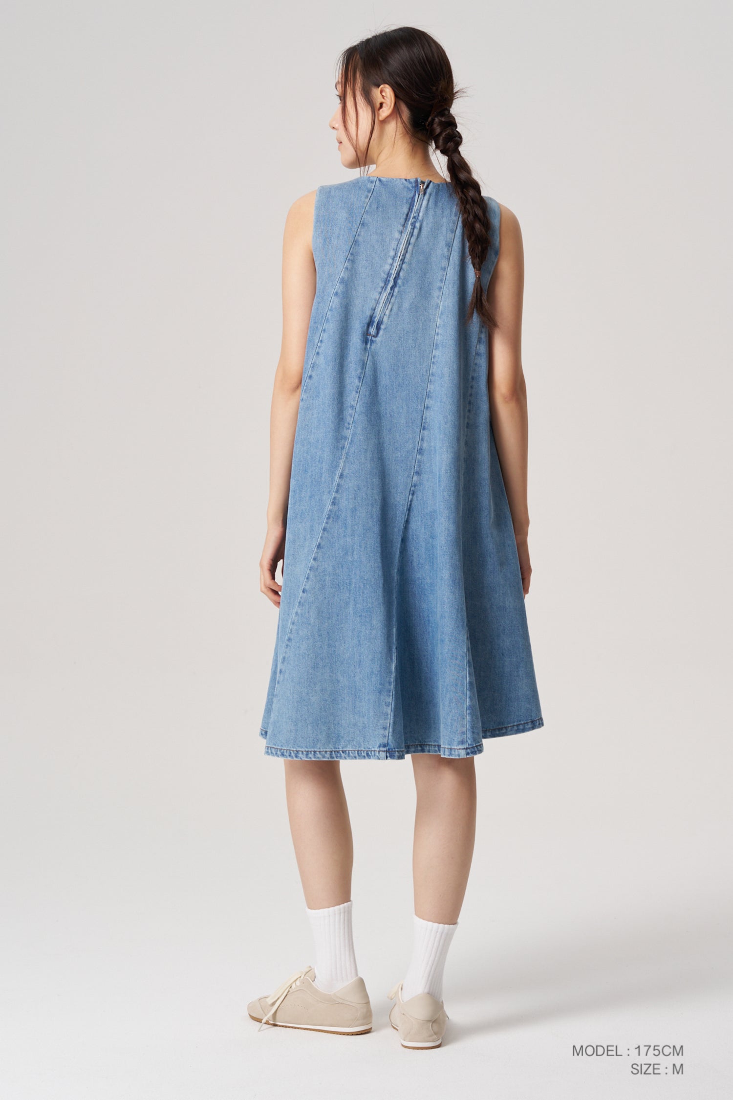 Slant Panel Dress - Denim