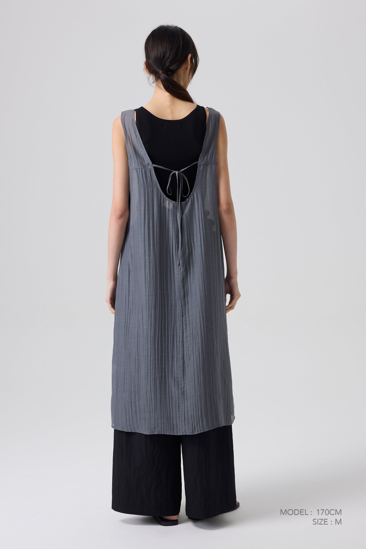 Sleeveless Panel Dress - Charcoal