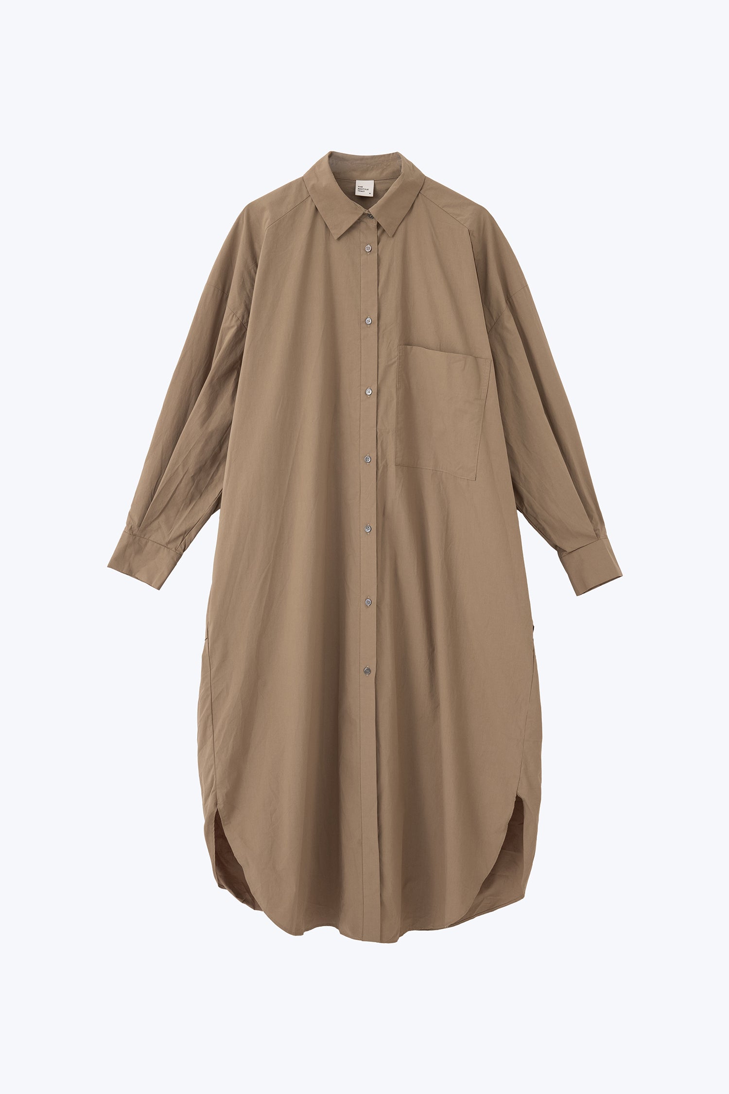 Long Sleeve Shirt Dress - Khaki Brown