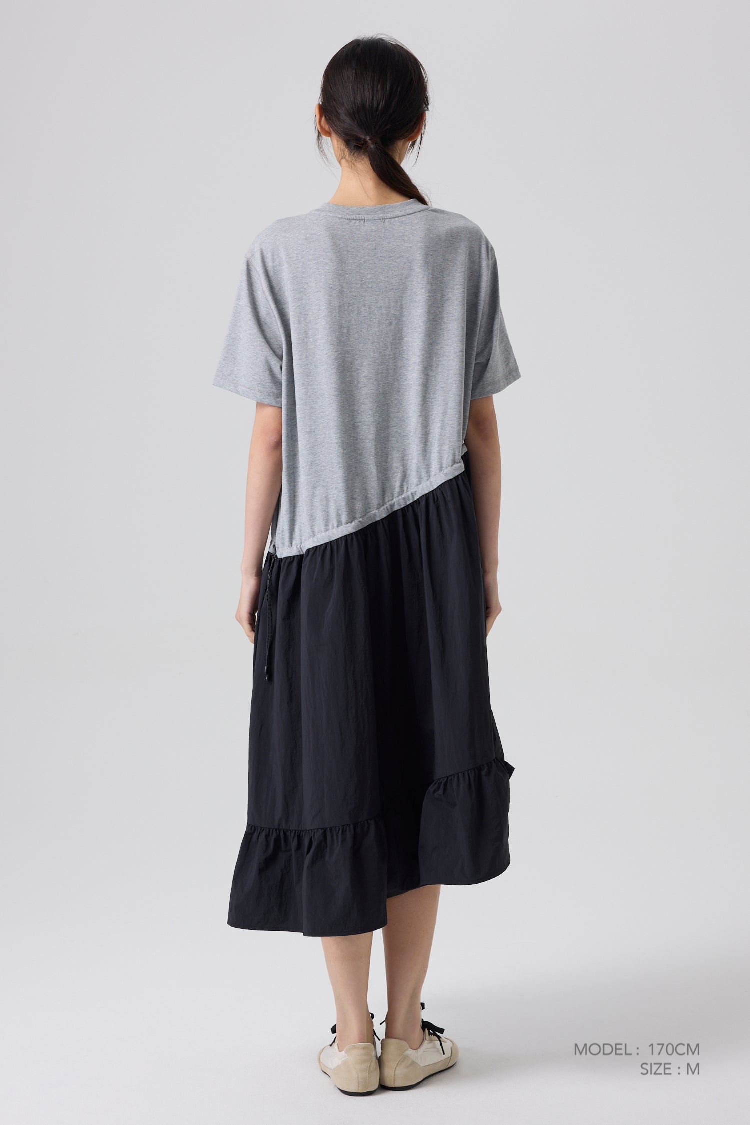 Asymmetric Drawcord Dress - Hue Grey