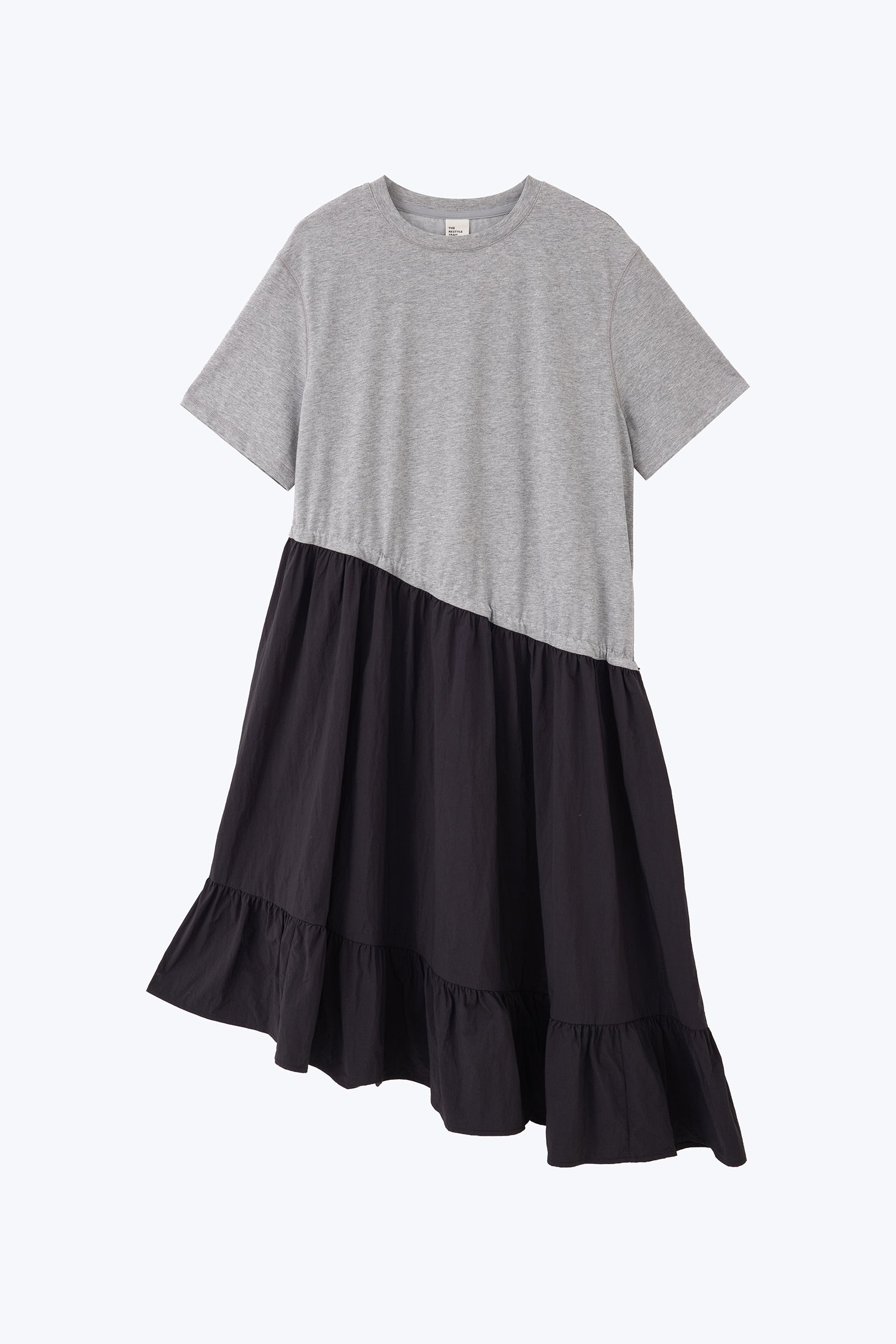 Asymmetric Drawcord Dress - Hue Grey
