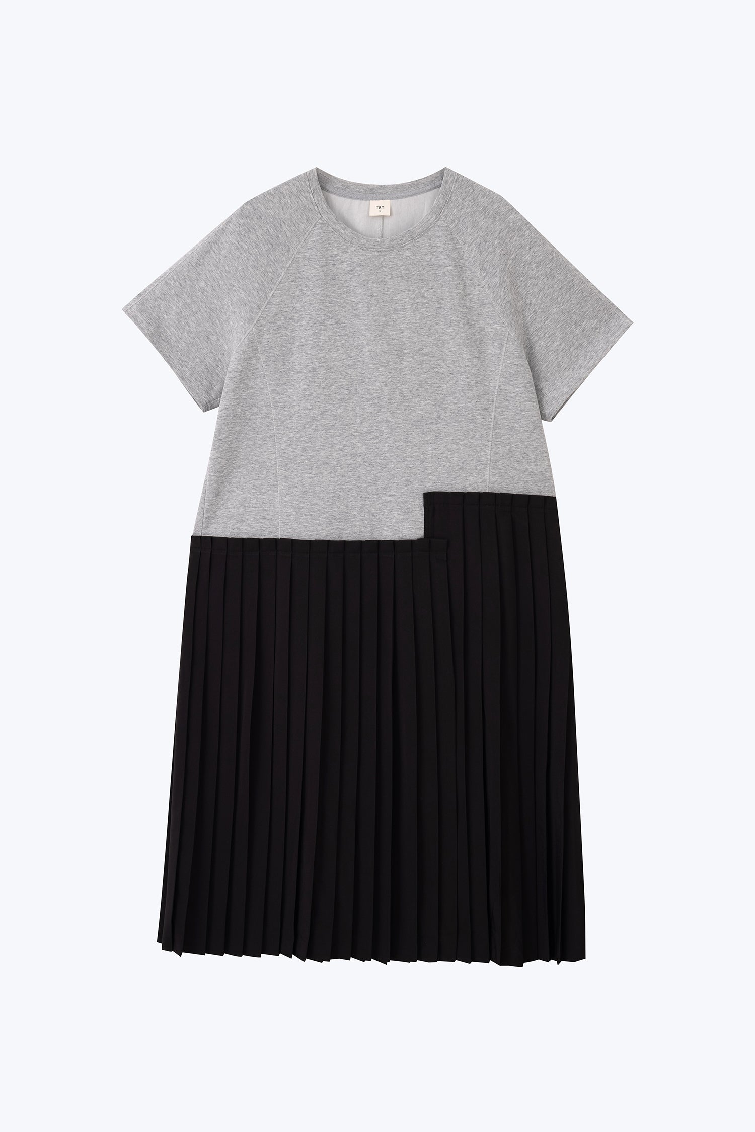 Contrast Fabric Pleat Dress - Hue Grey