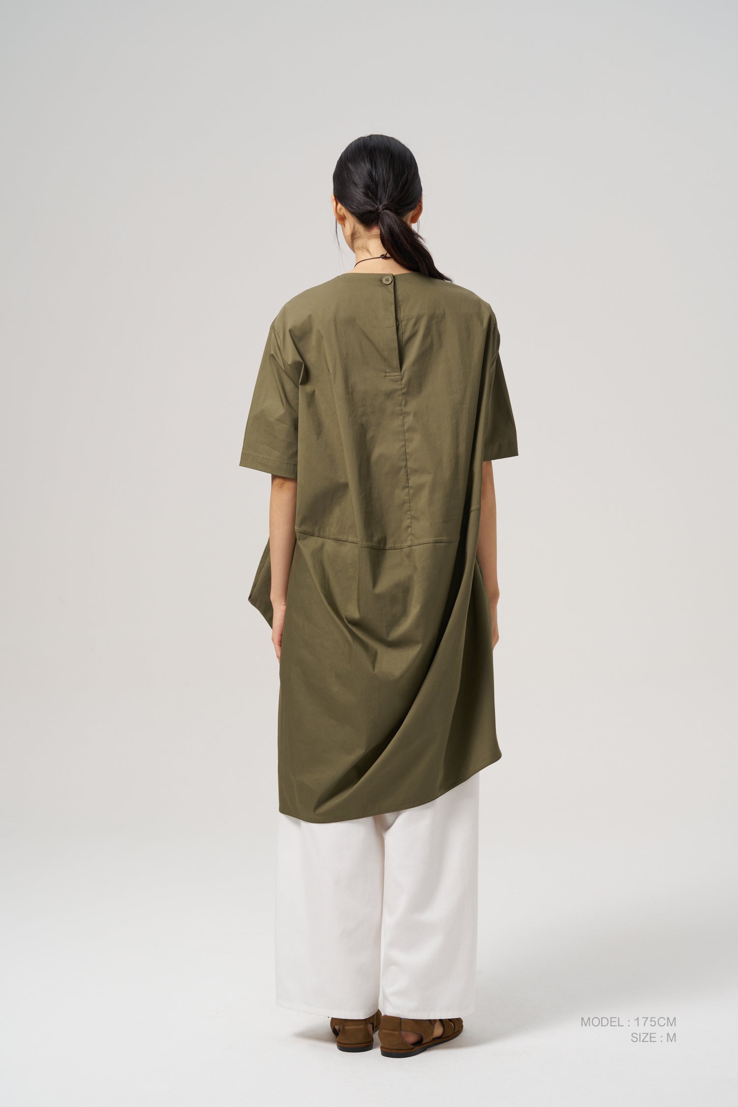 Asymmetric Drape Dress - Army Green