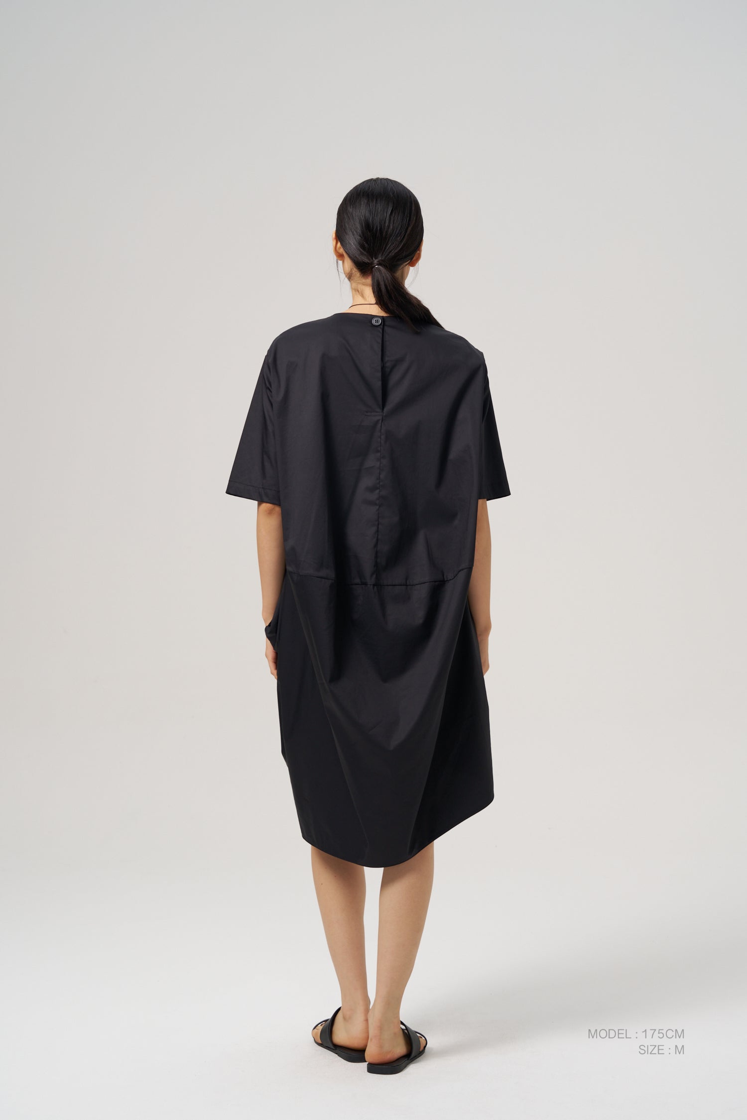 Asymmetric Drape Dress - Black