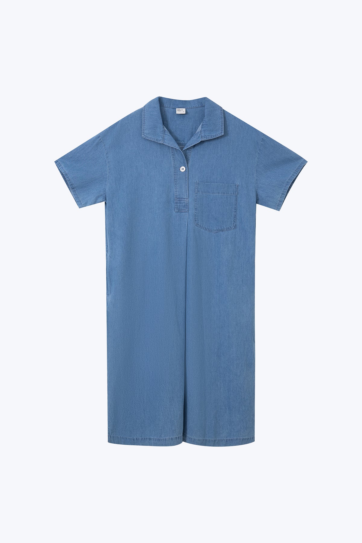 Denim Foldover Collar Dress - Denim