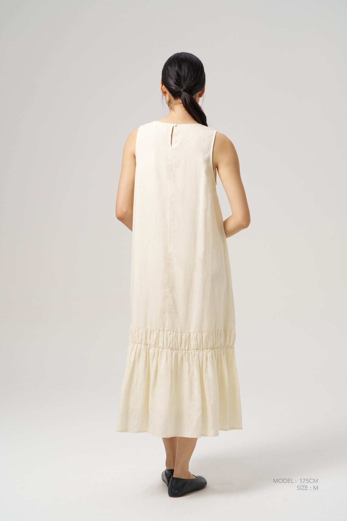 Ruffle Hem Dress - Beige