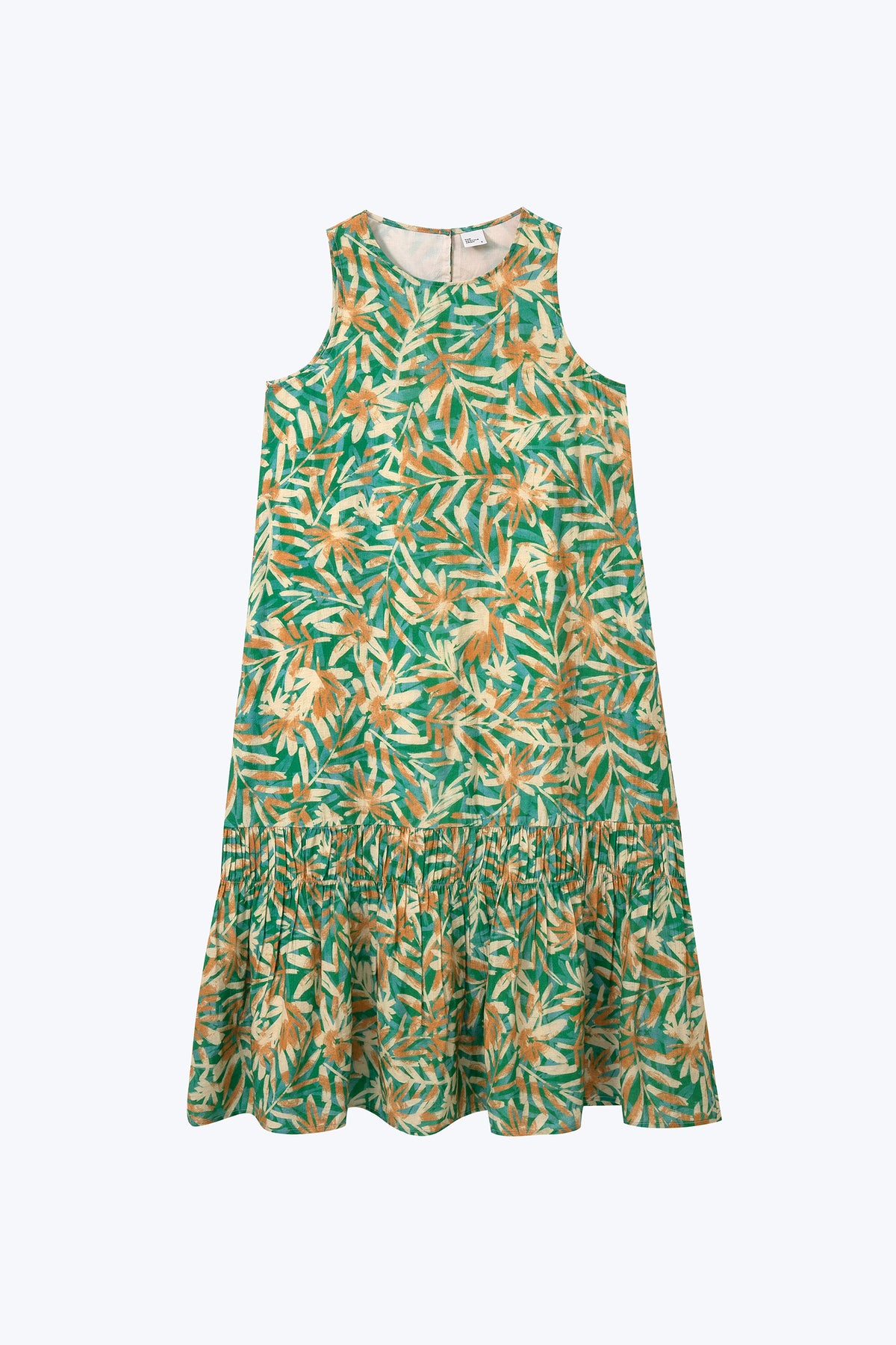 Floral Ruffle Hem Dress - Floral Green