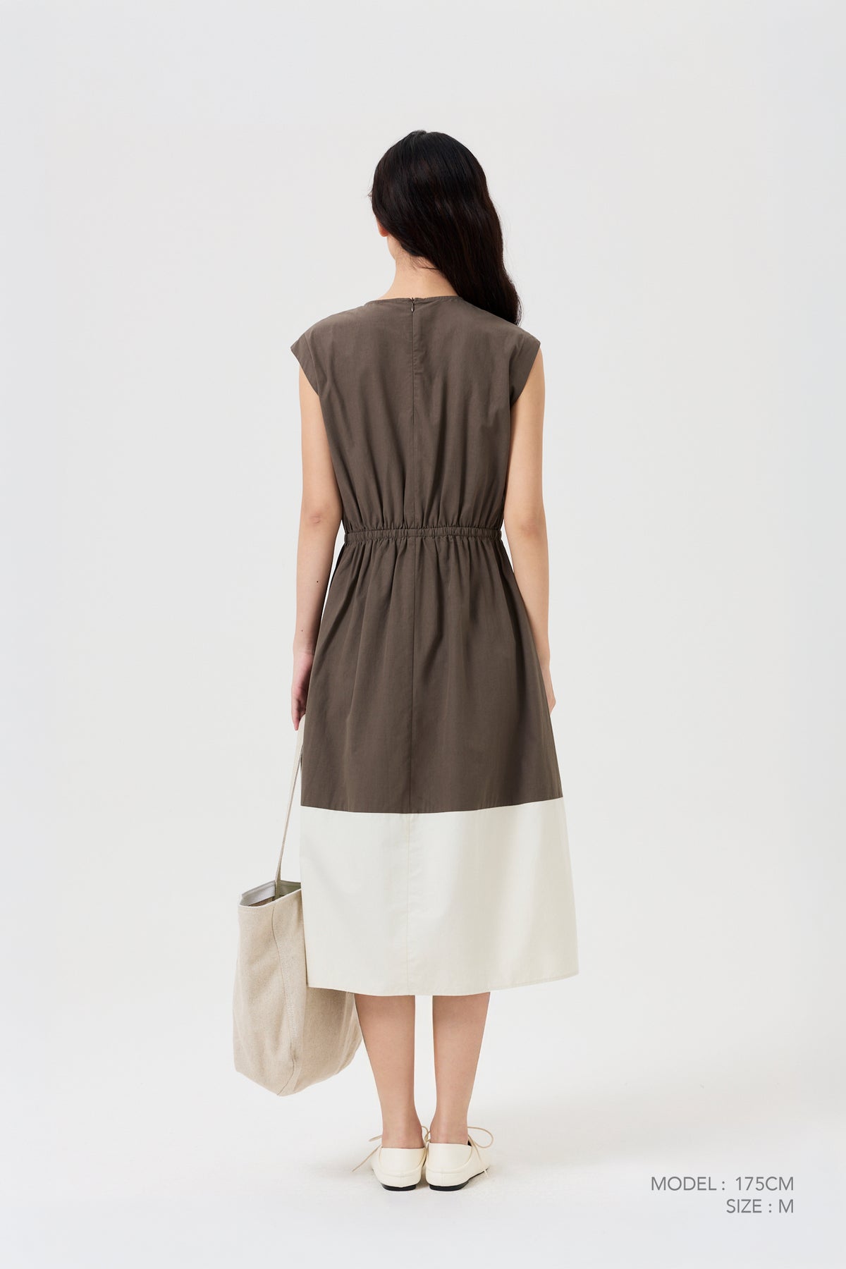 Colourblock Drawstring Dress - Cocoa
