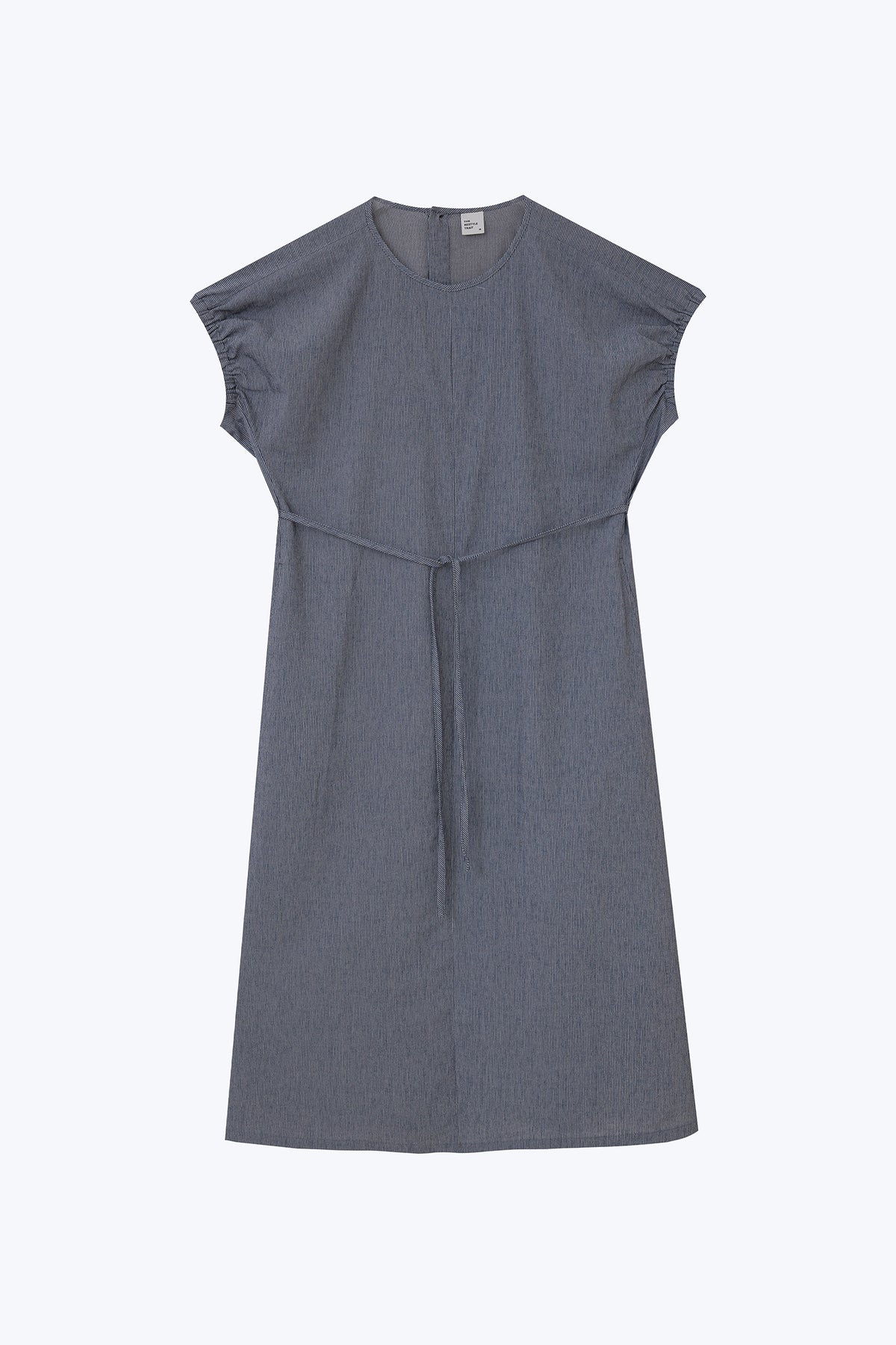Striped Elasticised Cuff Dress - Navy Stripes