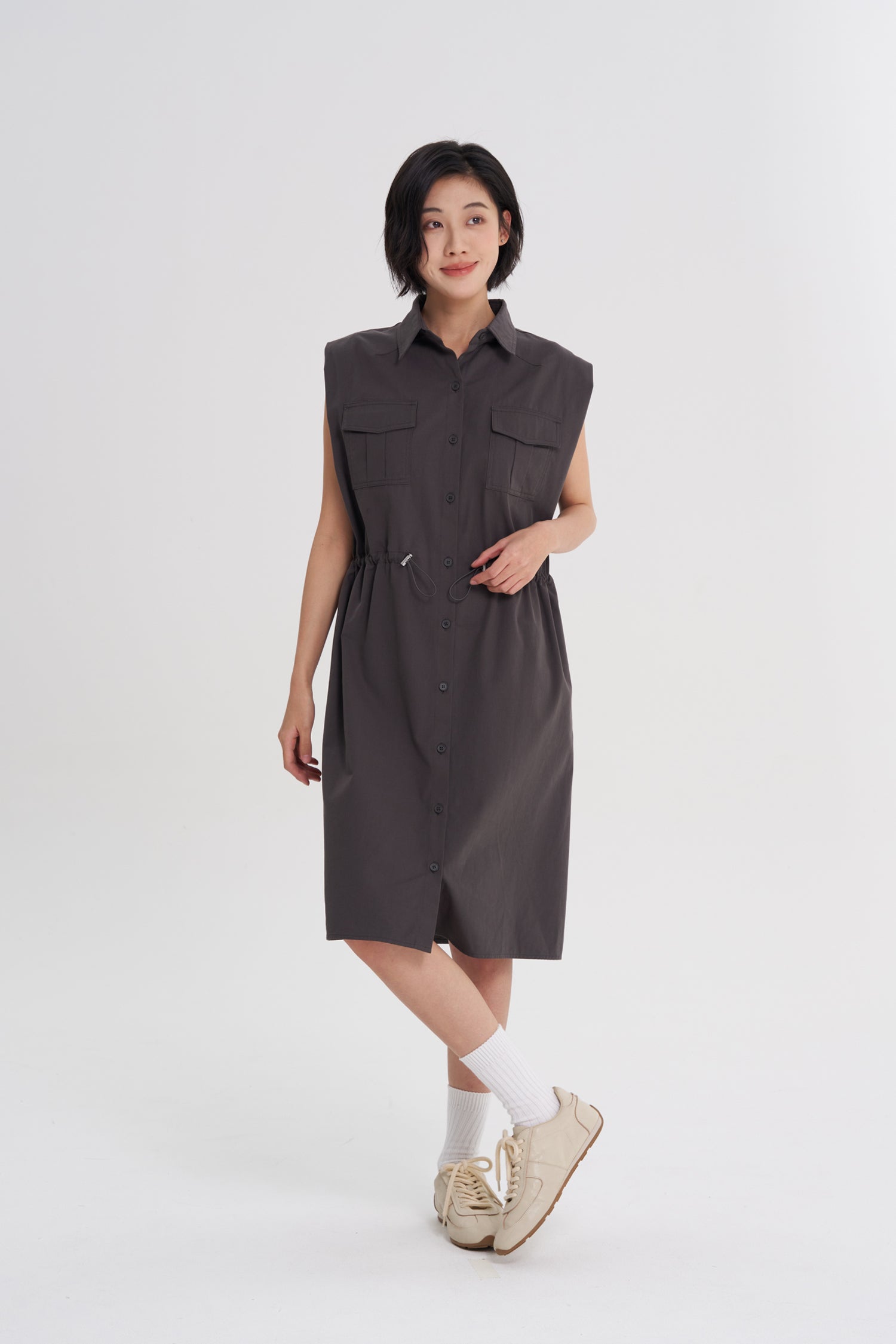 Patch Pocket Dress - Charcoal