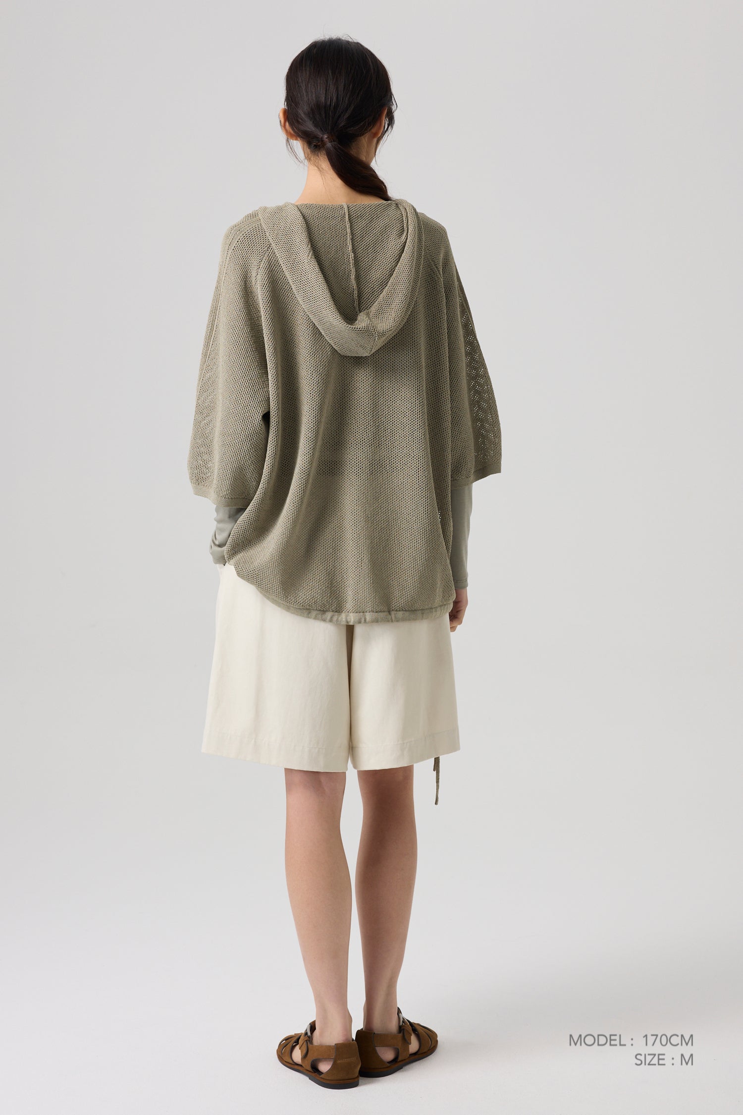 Knitted Mesh Hoodie - Khaki Brown