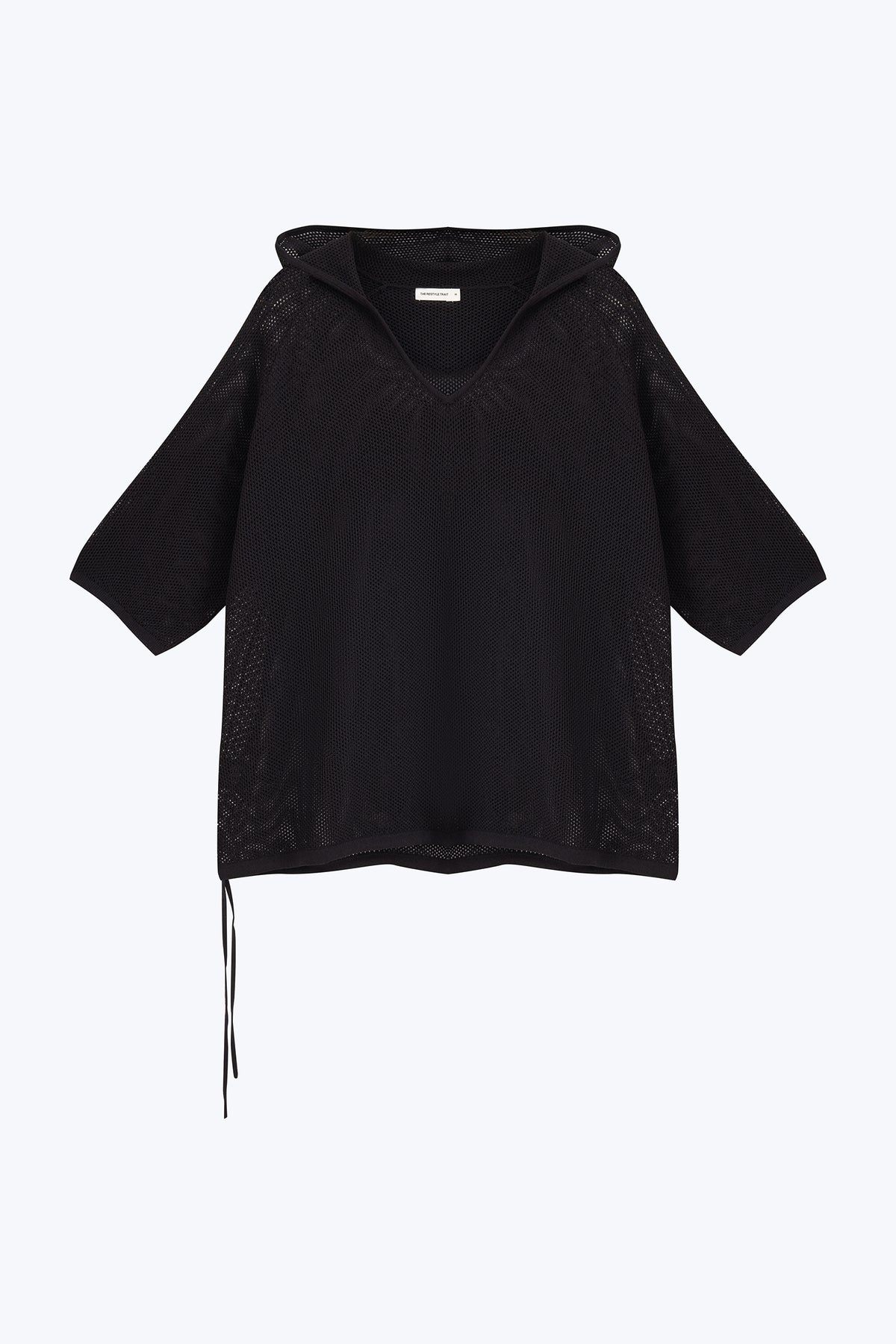 Knitted Mesh Hoodie - Black
