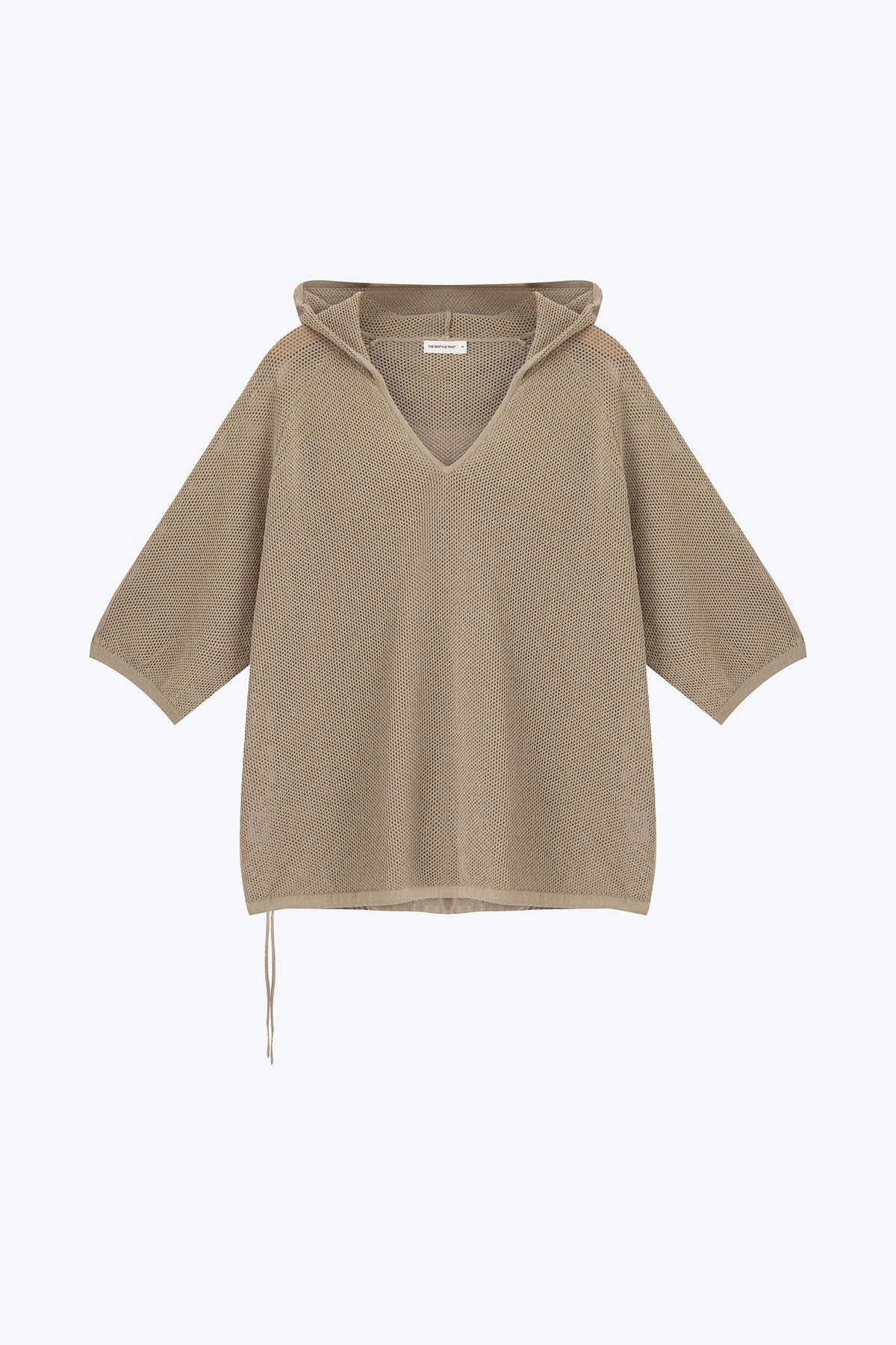 Knitted Mesh Hoodie - Khaki Brown
