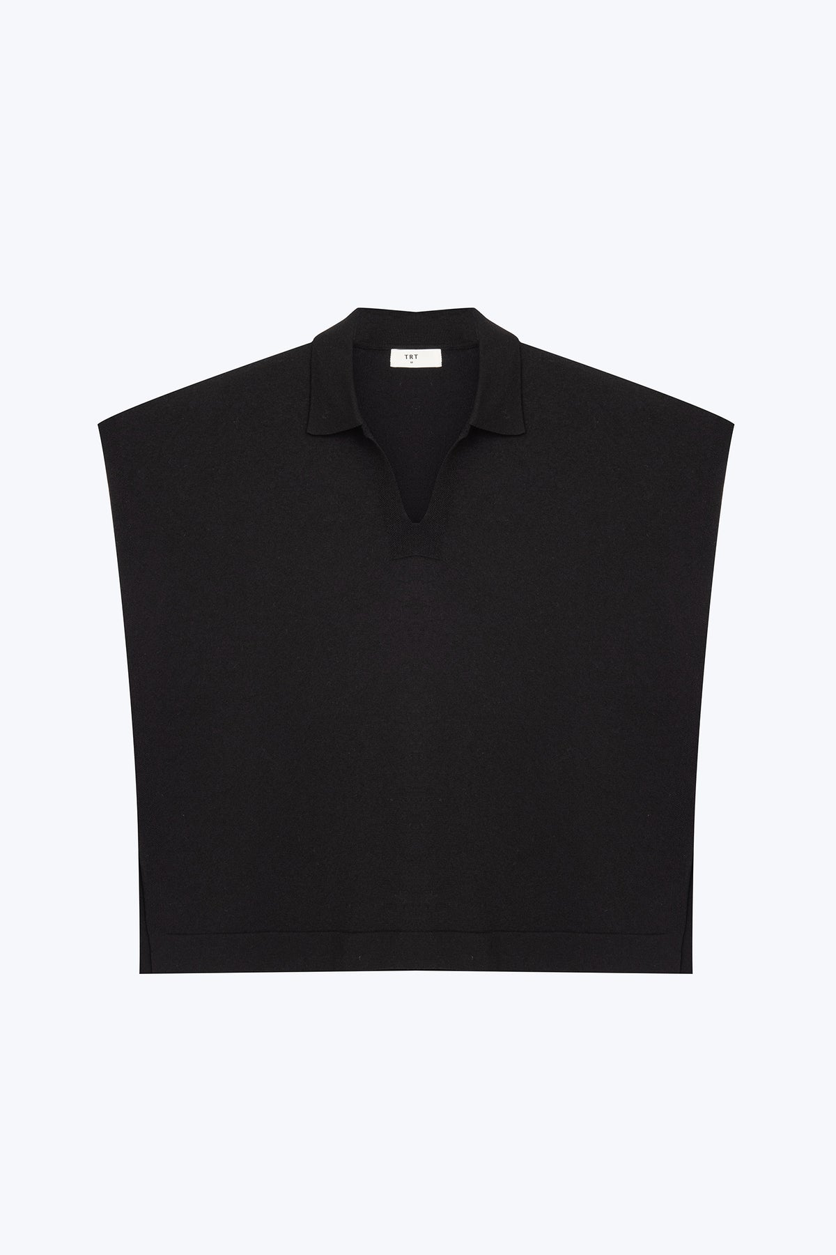 Knitted Polo Top - Black