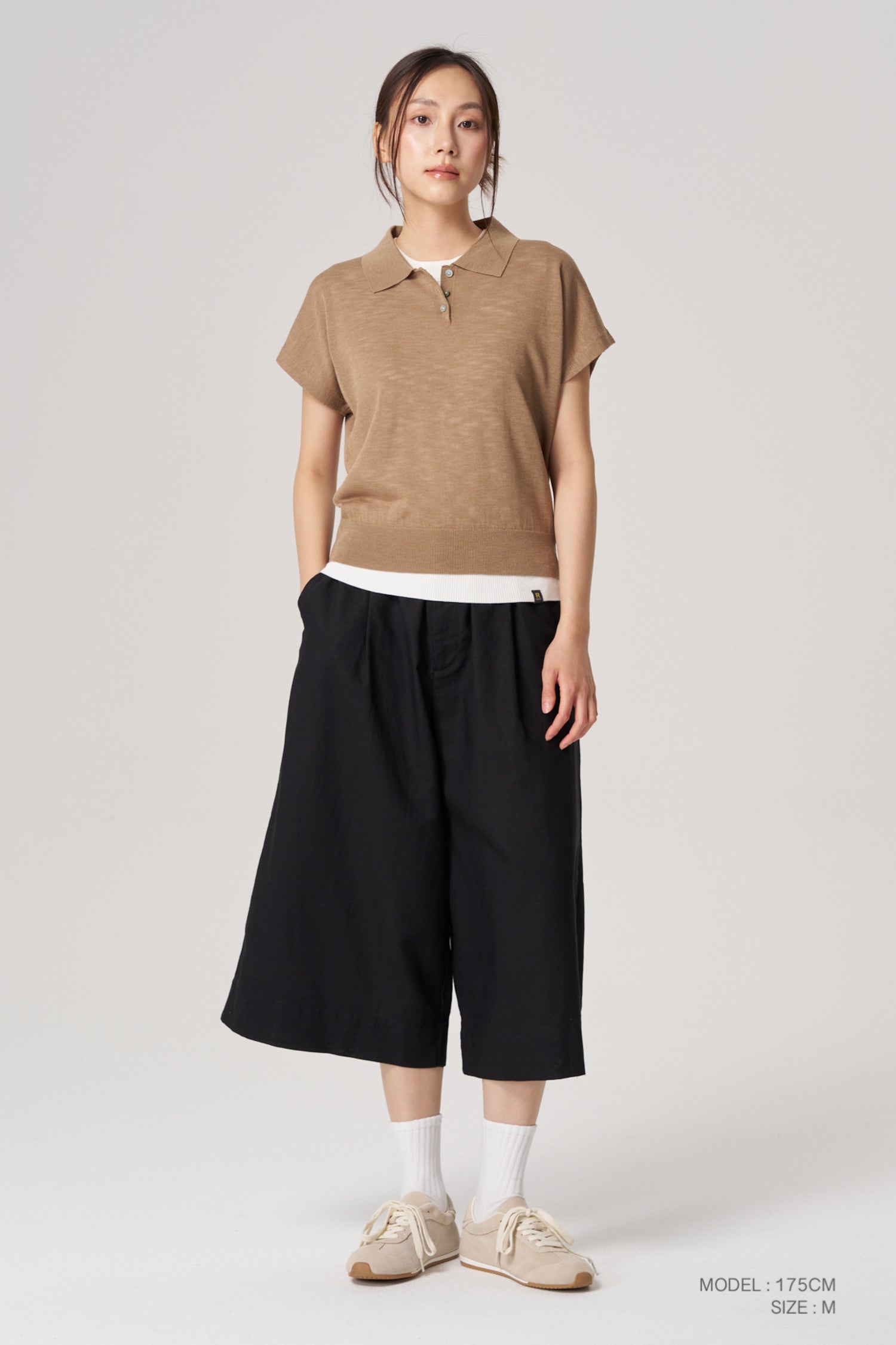 Knitted Polo Tee - Khaki Brown