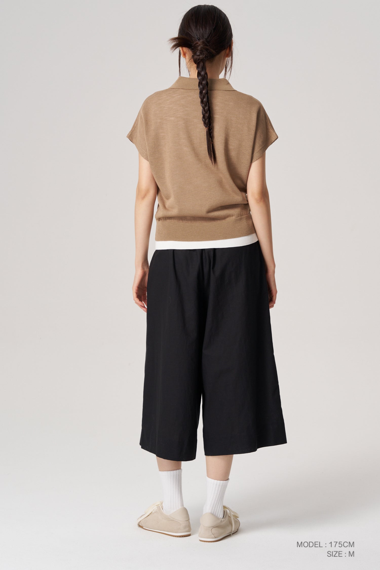 Knitted Polo Tee - Khaki Brown