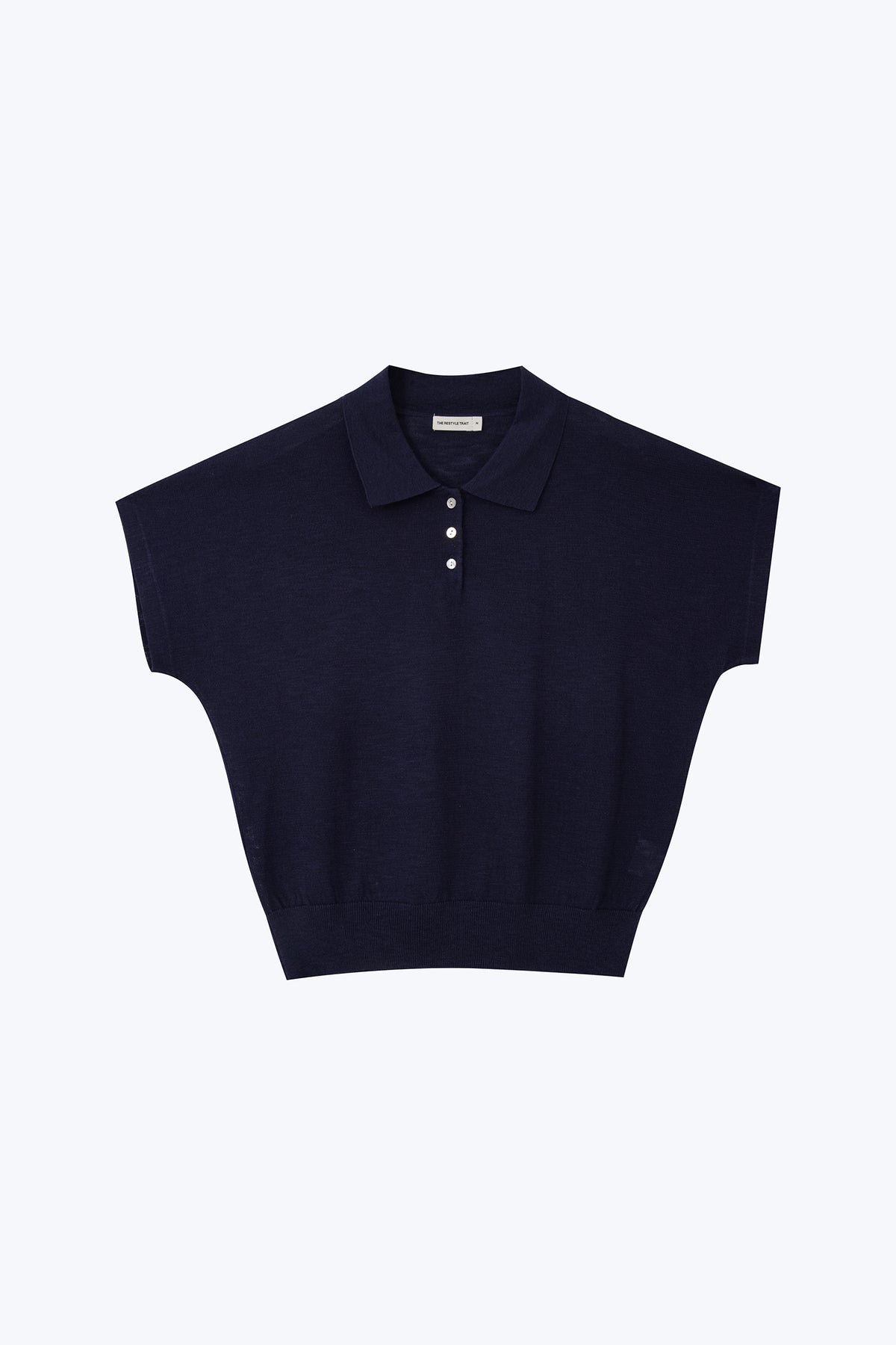 Knitted Polo Top - Navy