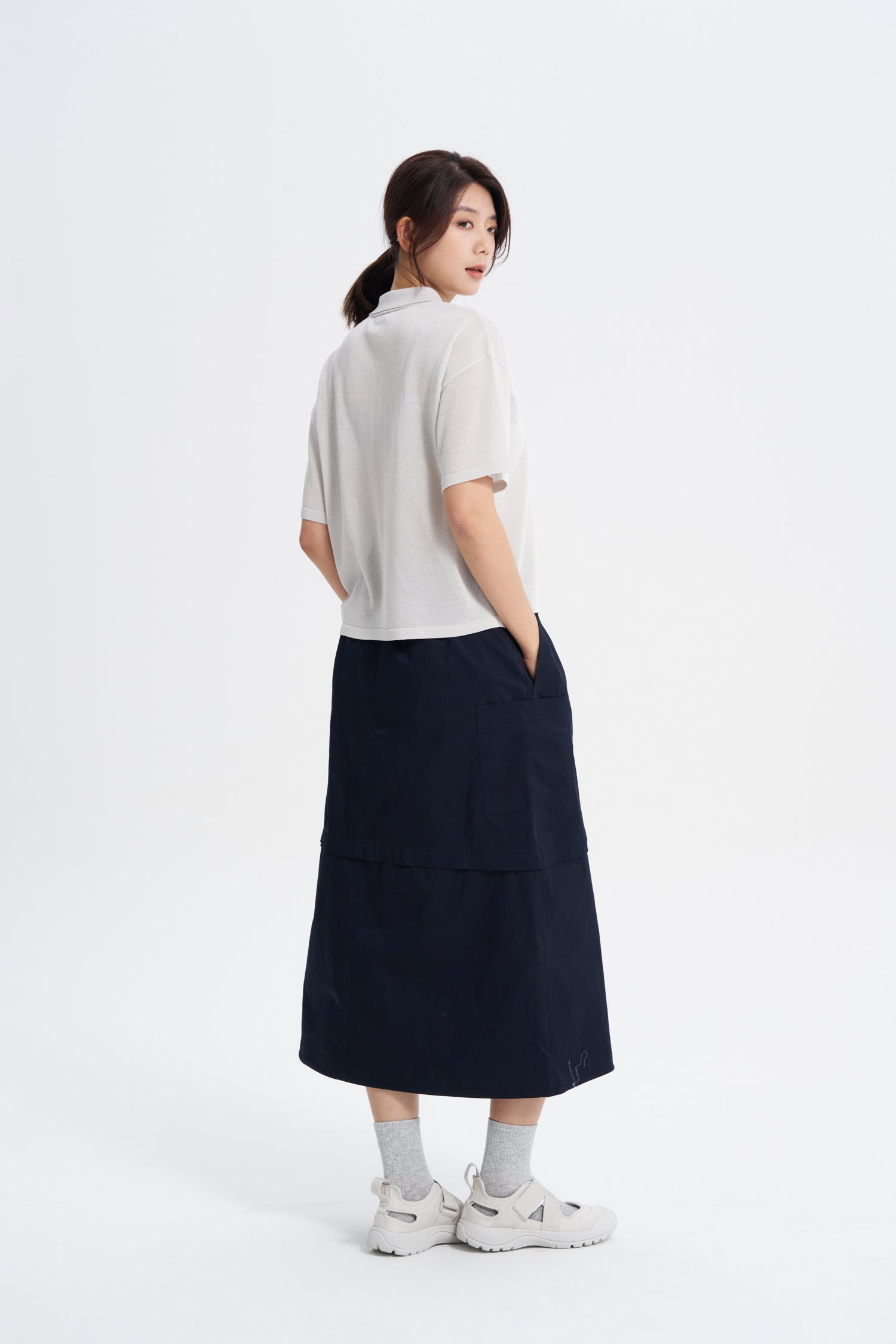 Knitted Polo Top - Stone