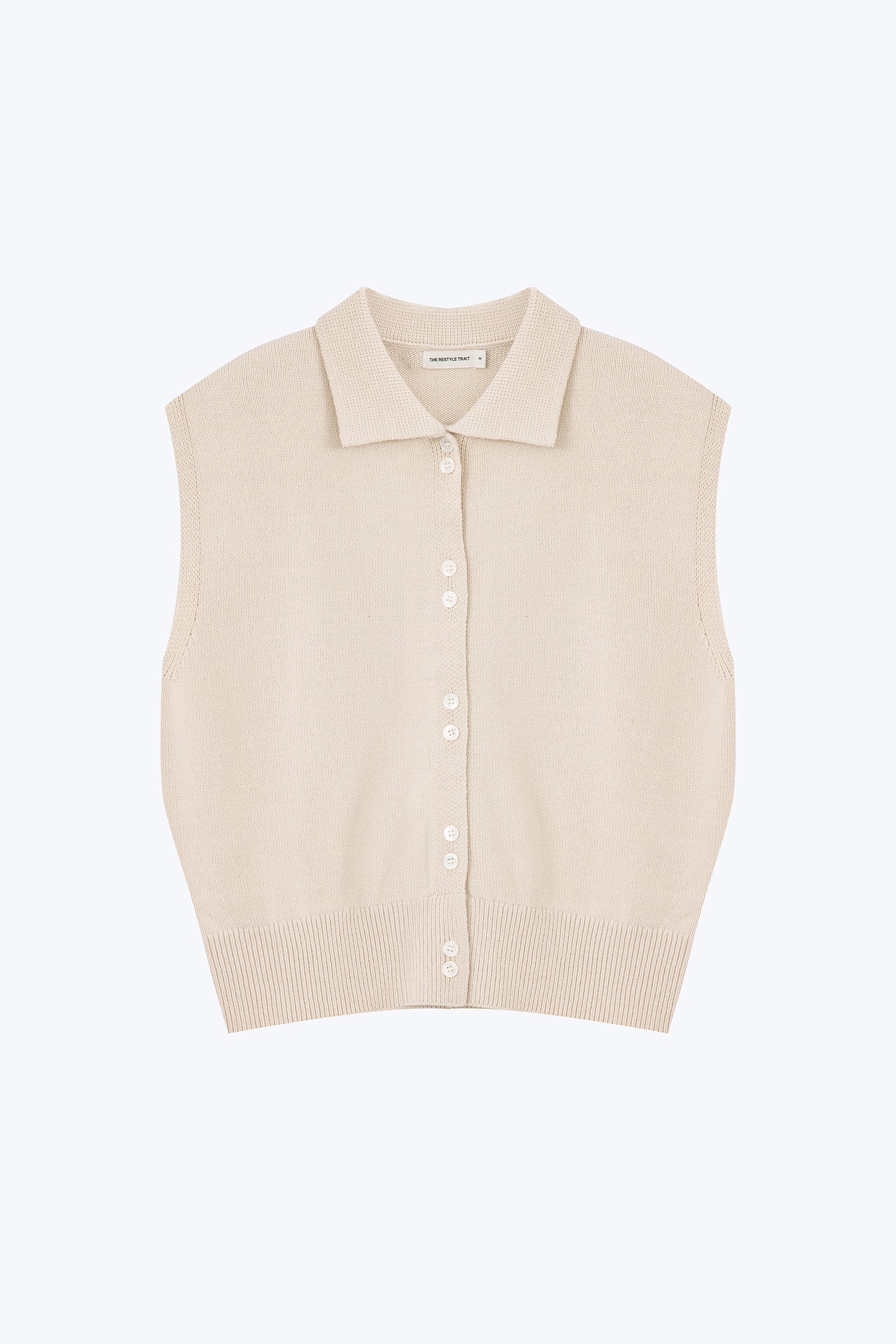 Knitted Button Front Top - Ecru