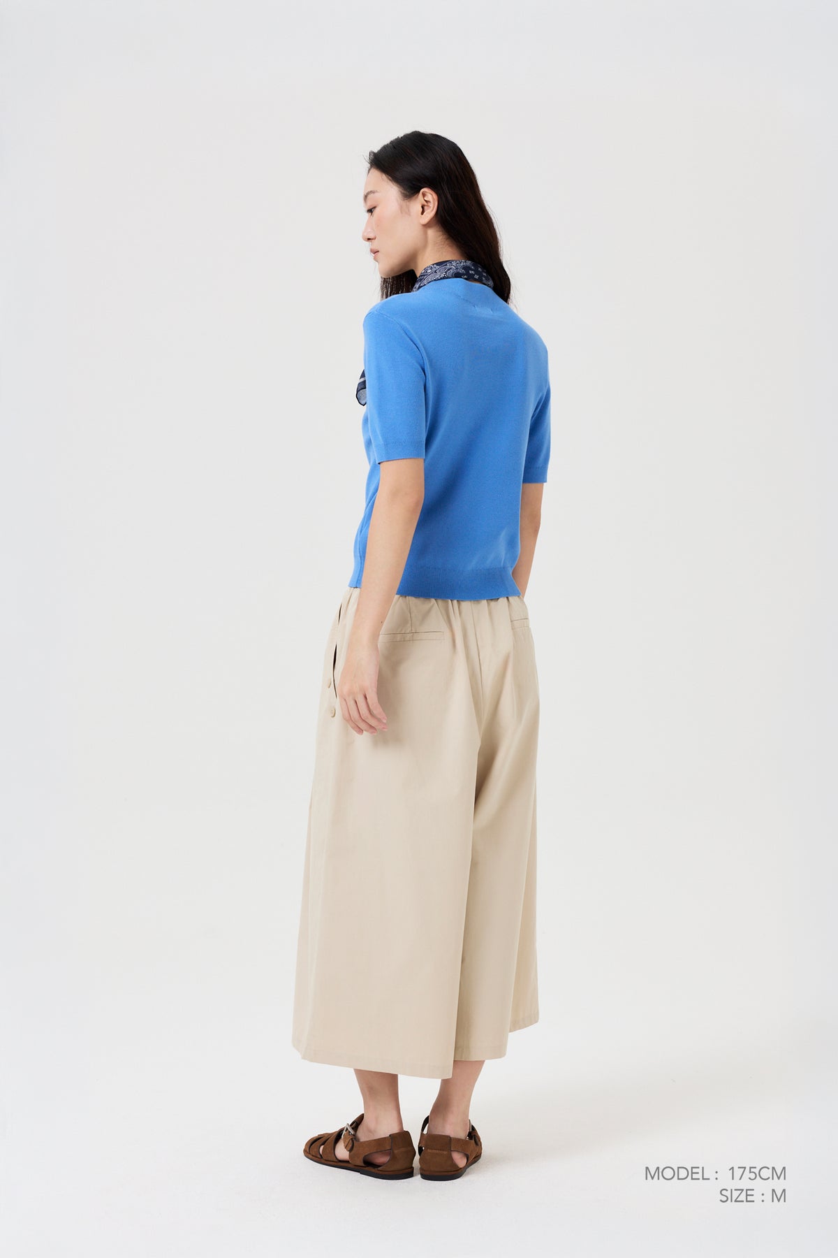 Knitted Funnel Neck Top - Cobalt