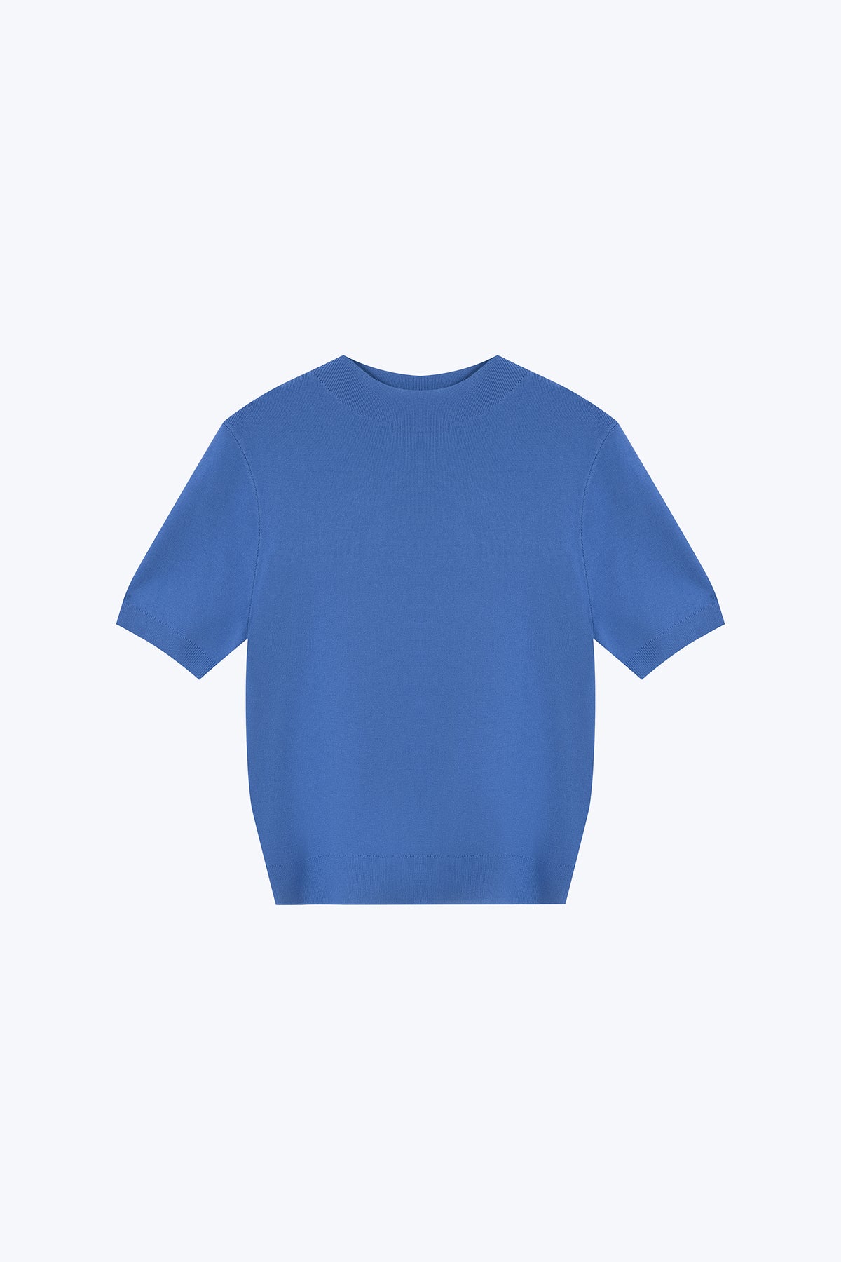 Knitted Funnel Neck Top - Cobalt