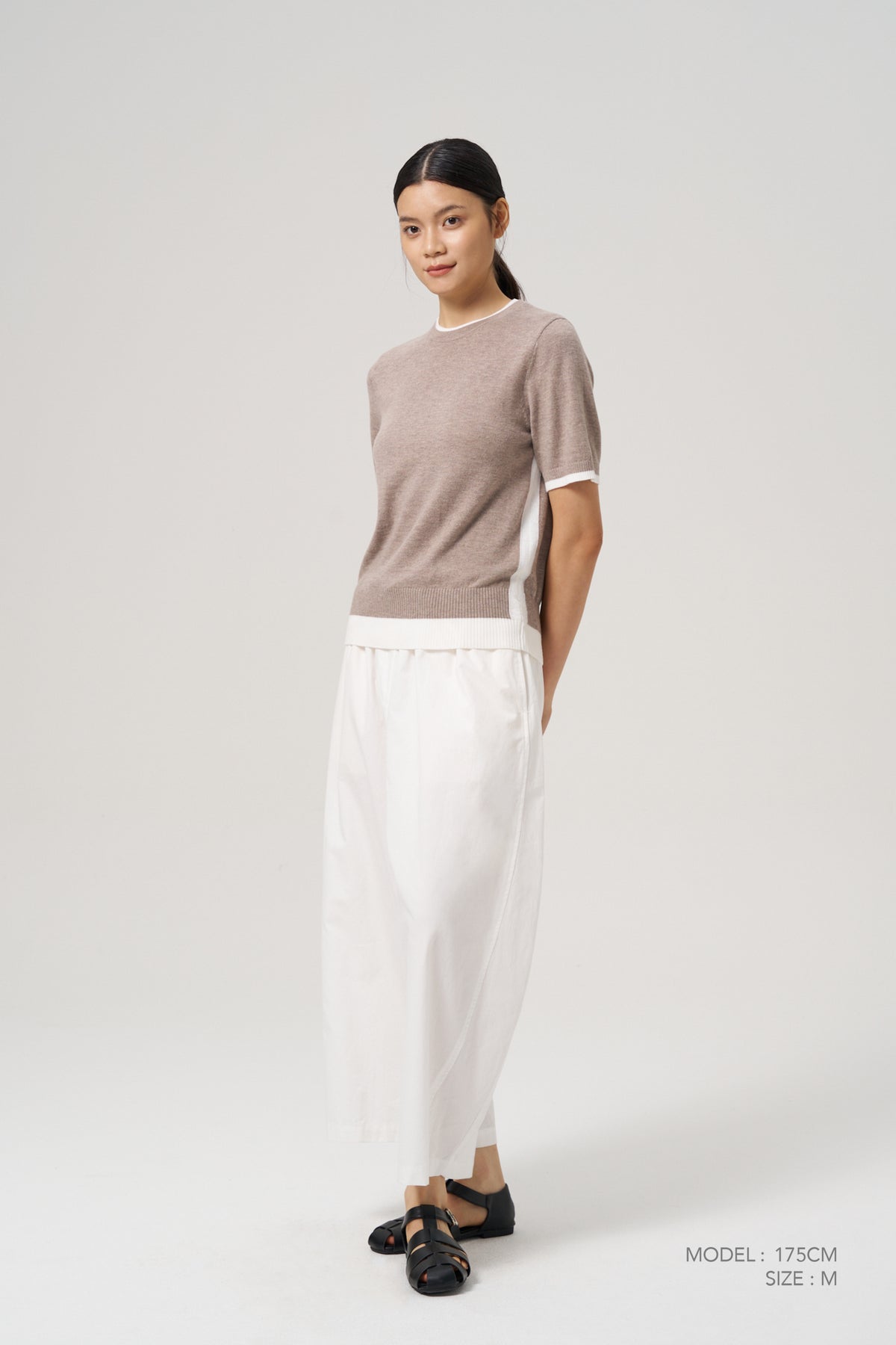 Knitted Contrast Top - Cocoa