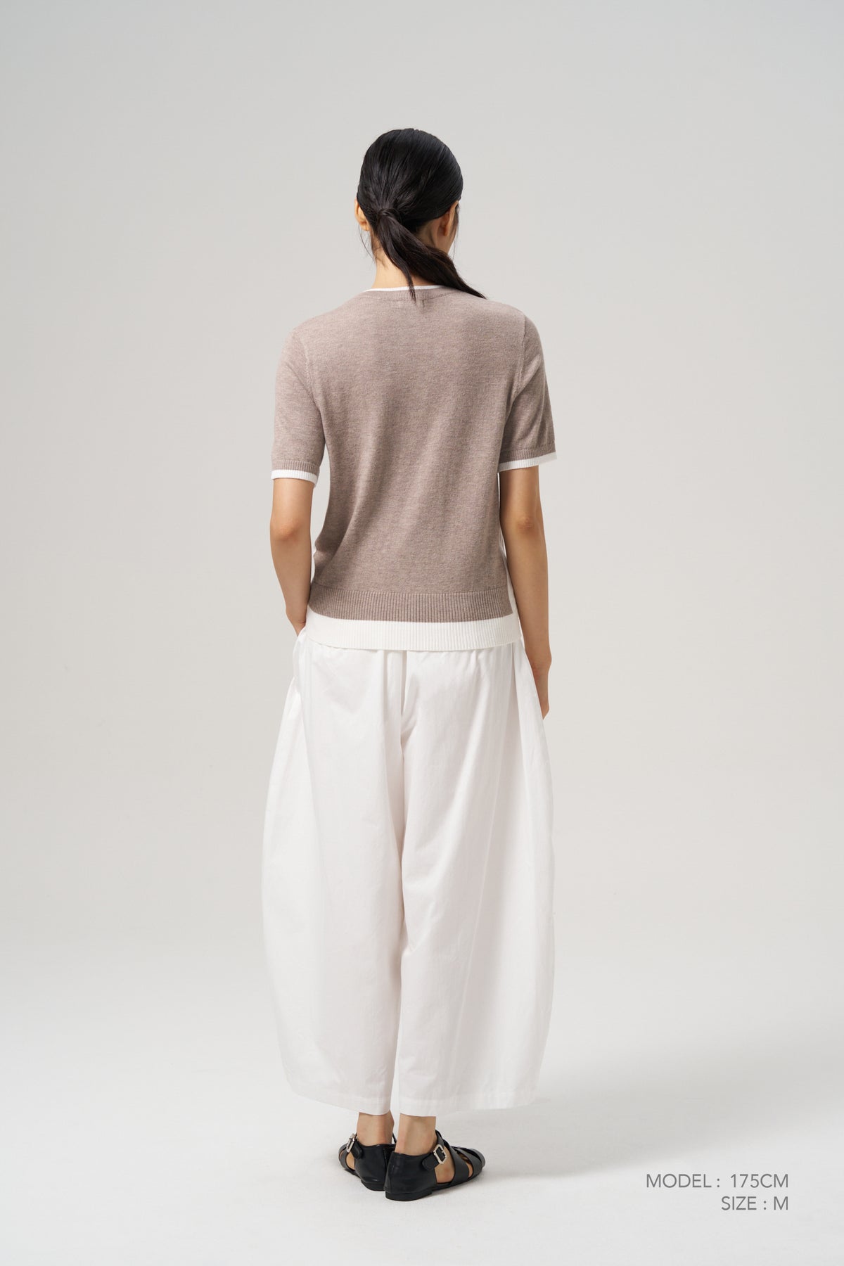 Knitted Contrast Top - Cocoa