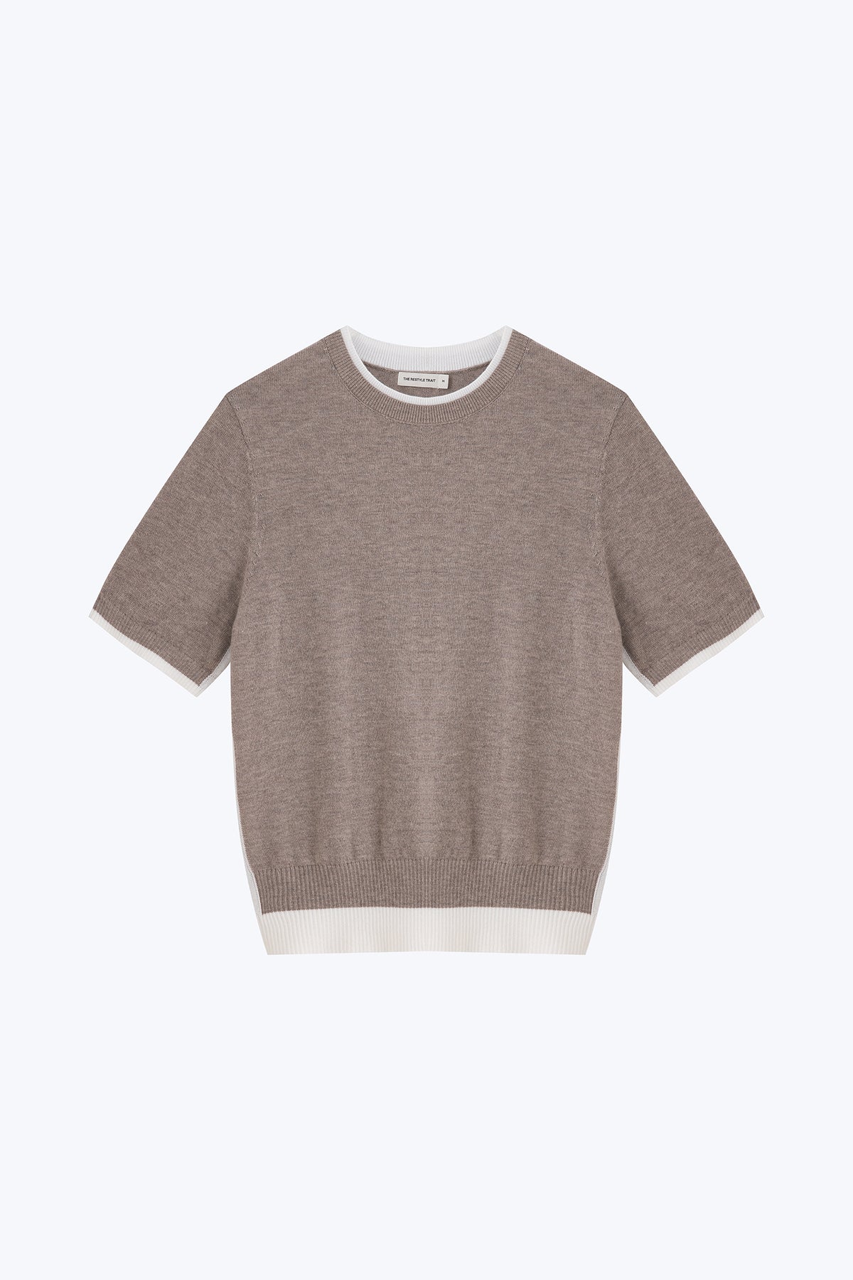 Knitted Contrast Top - Cocoa
