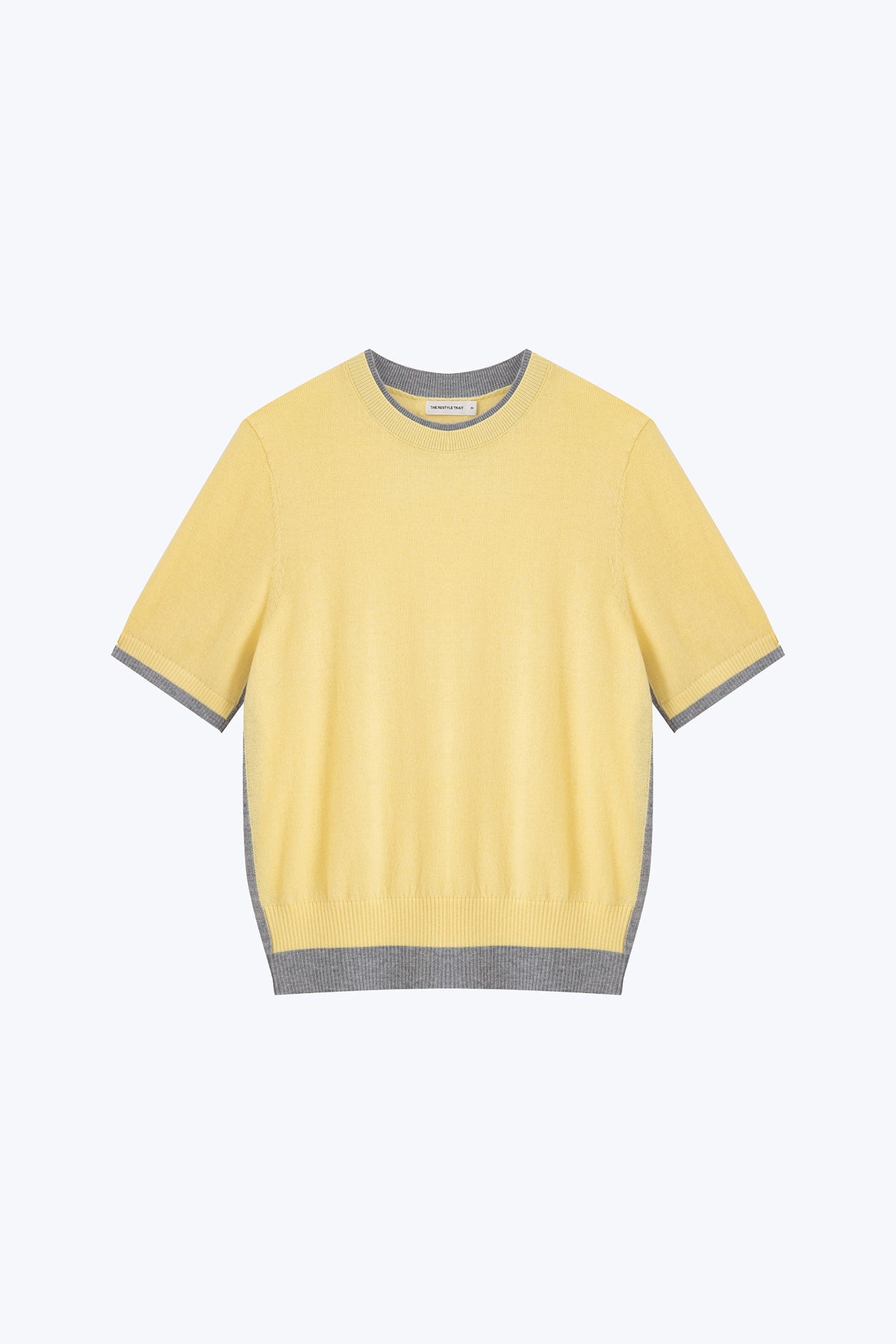 Knitted Contrast Top - Lemon