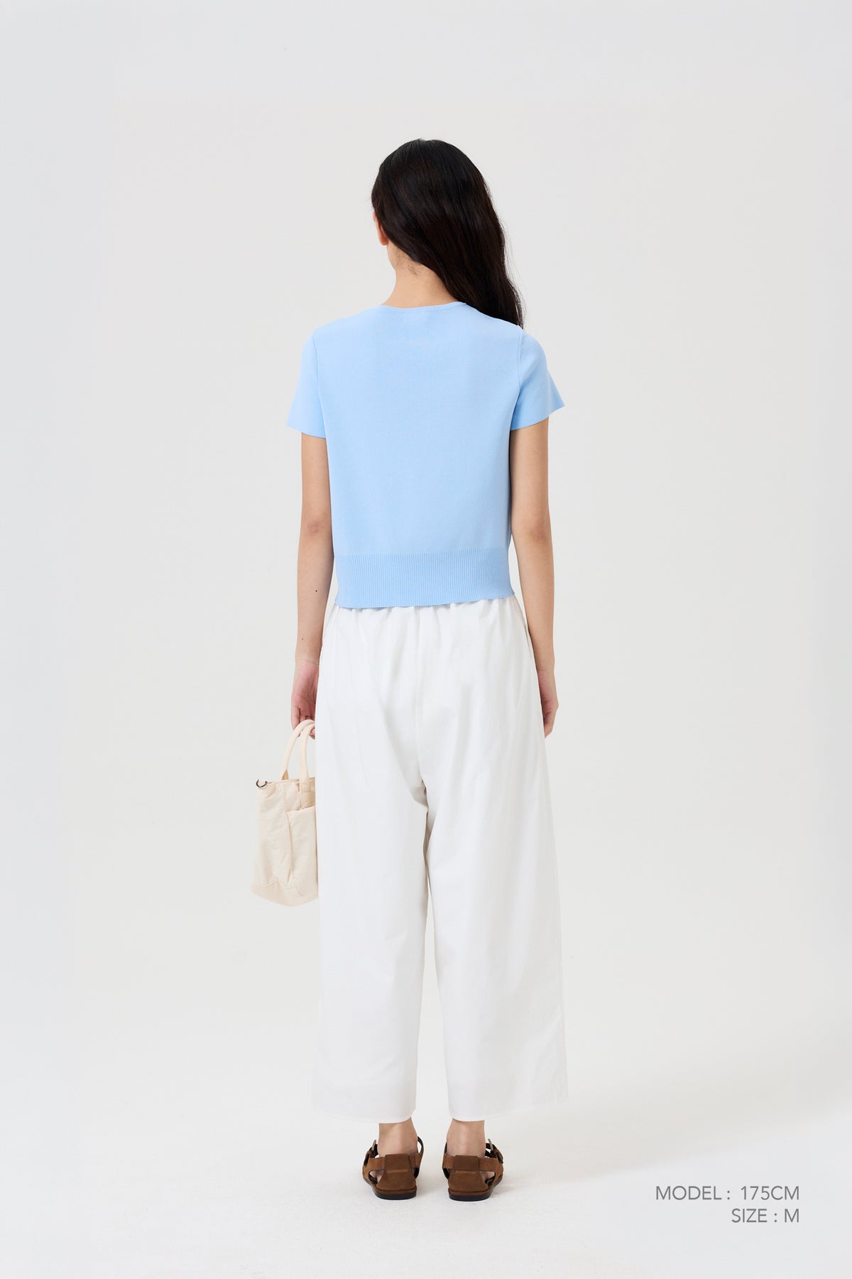Knitted Button Up Top - Sky Blue