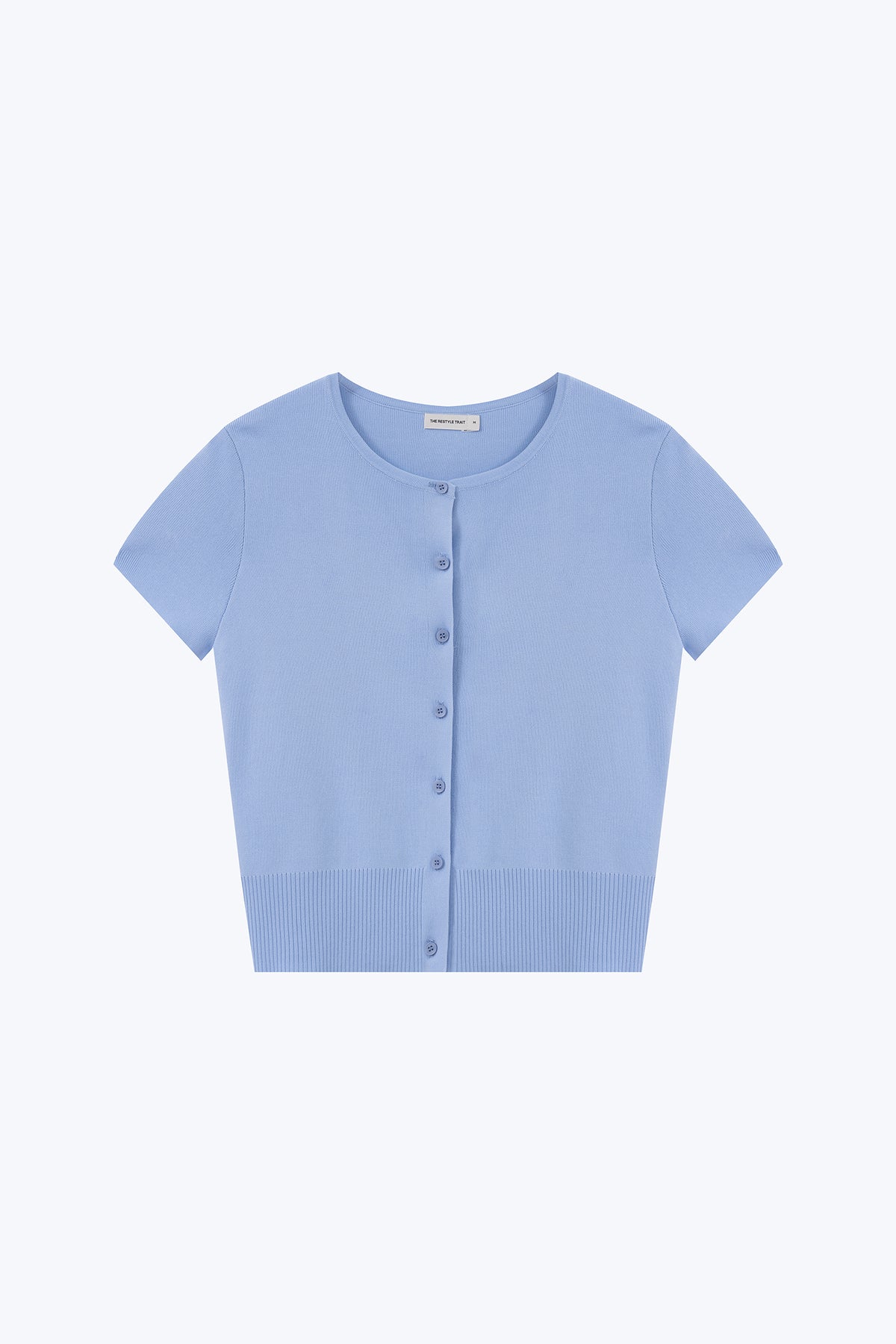 Knitted Button Up Top - Sky Blue
